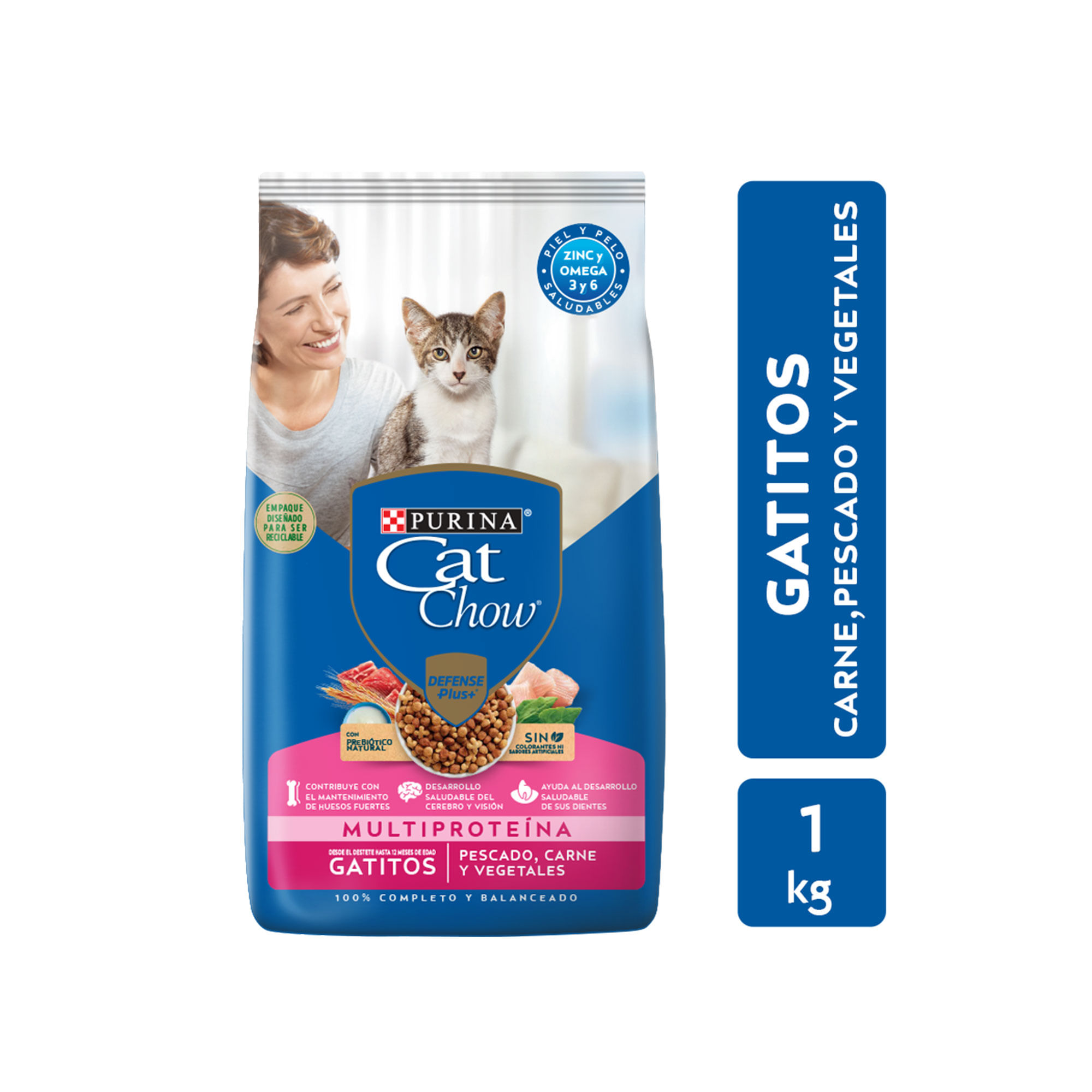 Alimento Para Gatitos Cat Chow Pescado Carne 1 Kg