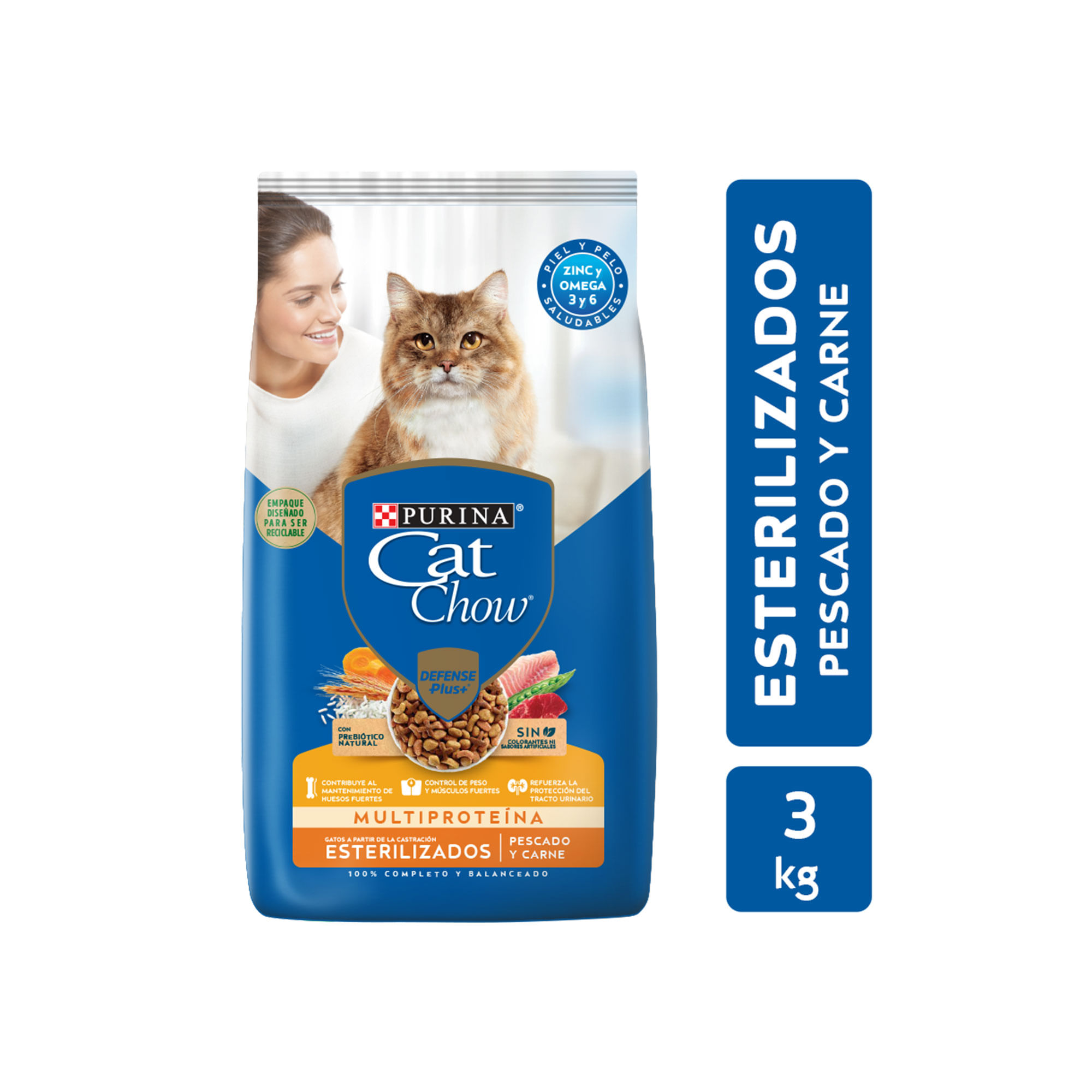 Alimento Para Gato Esterilizado Cat Chow Pescado Carne 3 Kg
