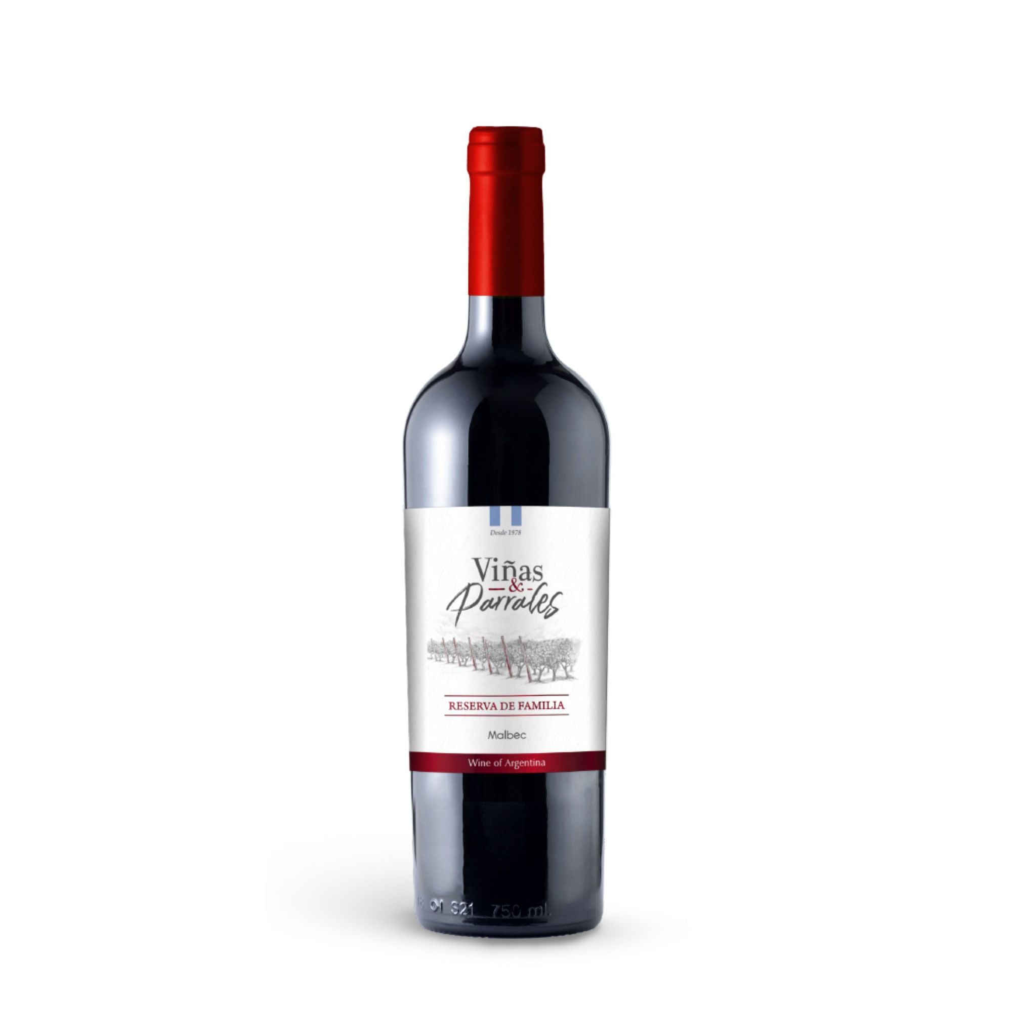 Vino tinto malbec reserva Viñas y Parrales 750 cc.