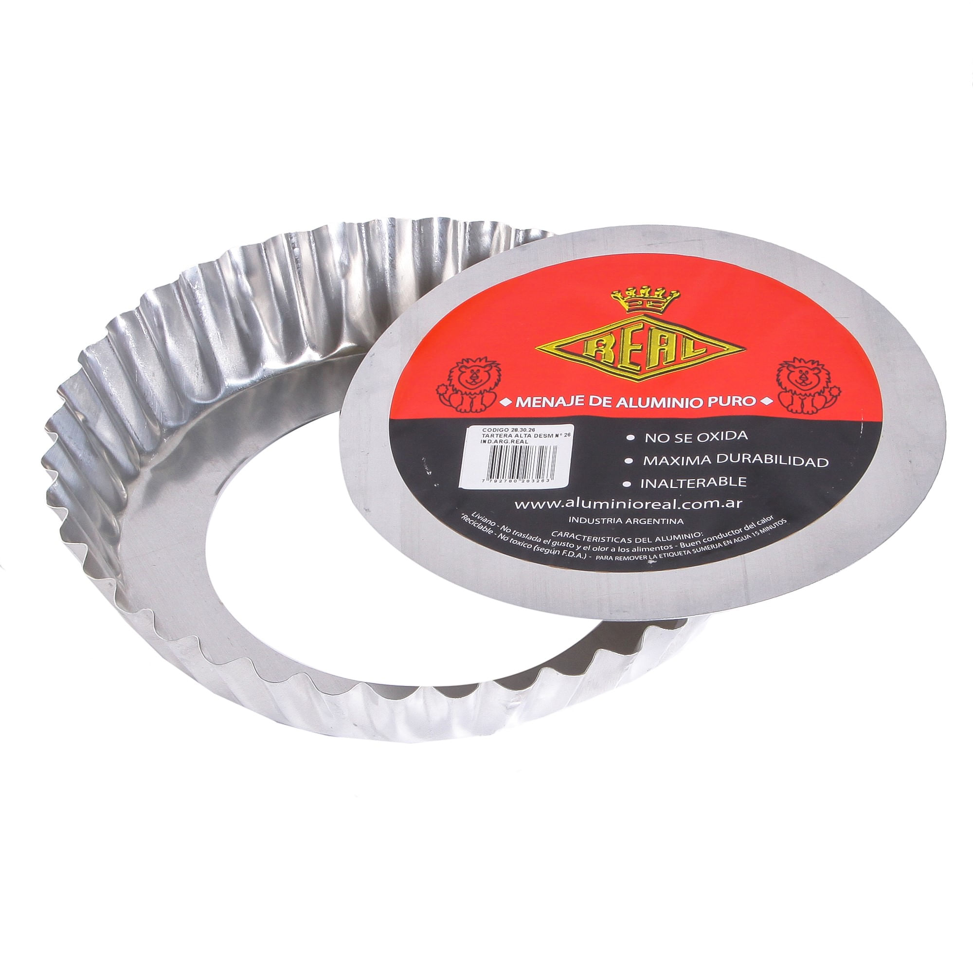 Tartera Real aluminio desmontable nro. 26 26x4 cm.