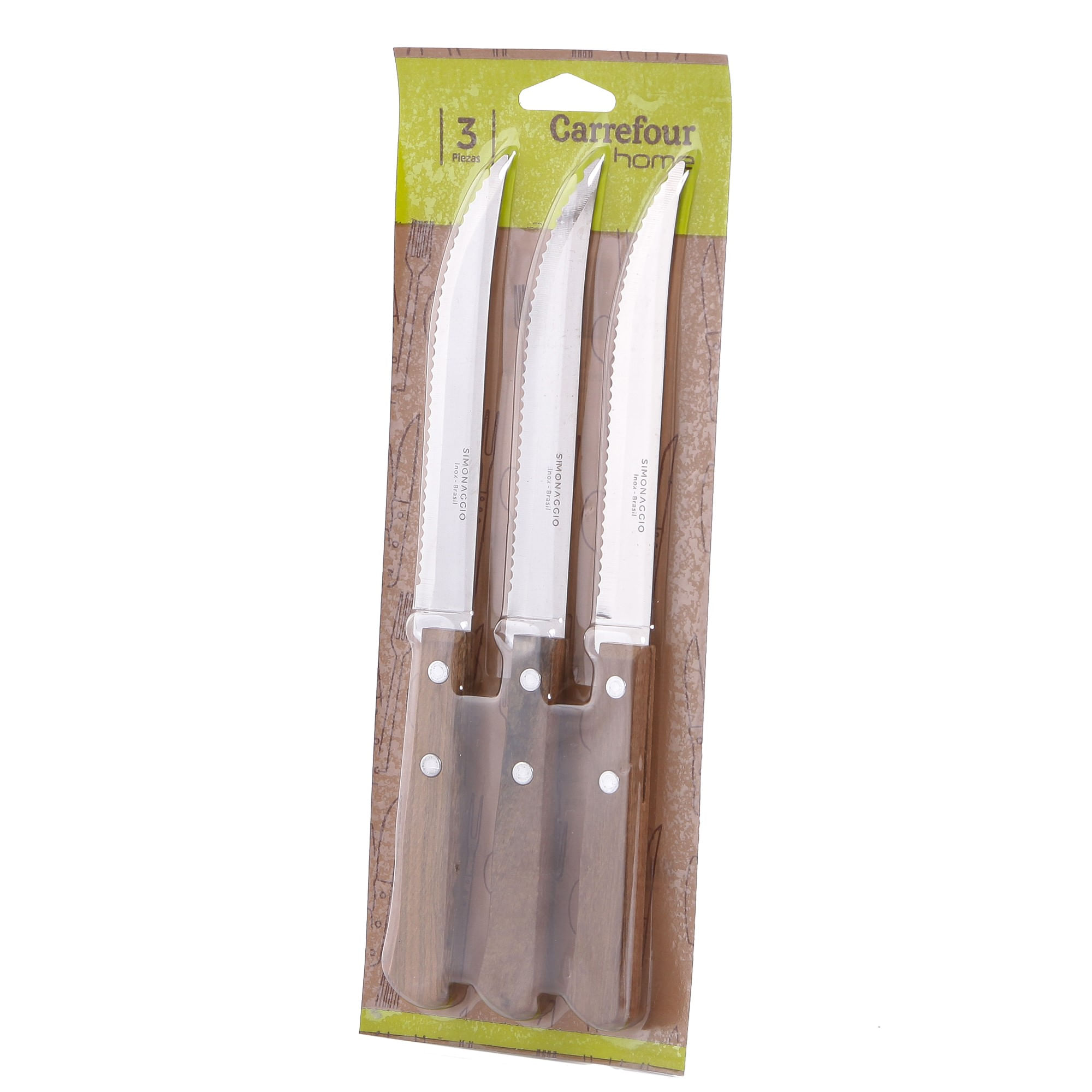Cuchillos Con Mango Madera Simonaggio X 3 Un