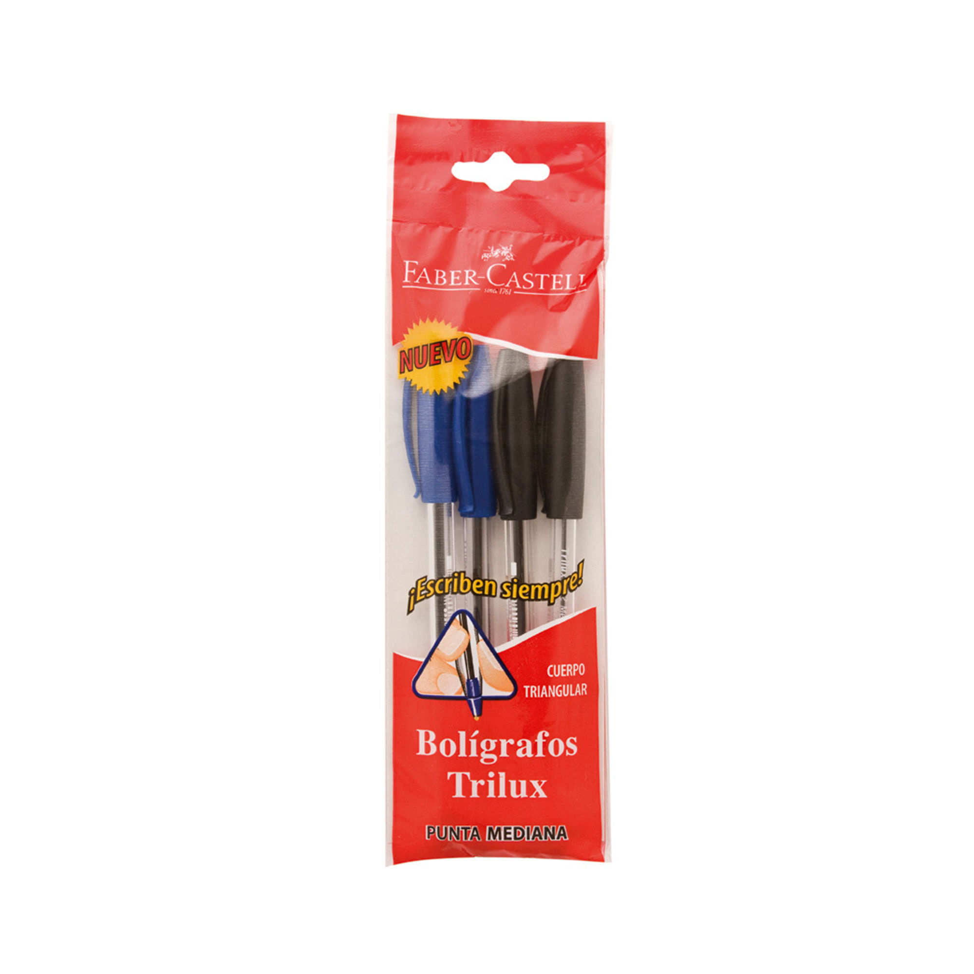 Boligrafo Negro Transparente Faber Castell 4 U