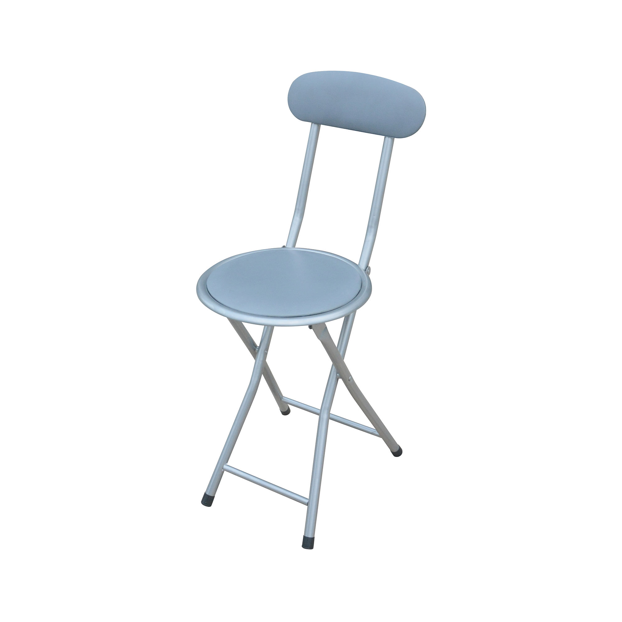 Taburete plegable Carrefour Home con respaldo gris