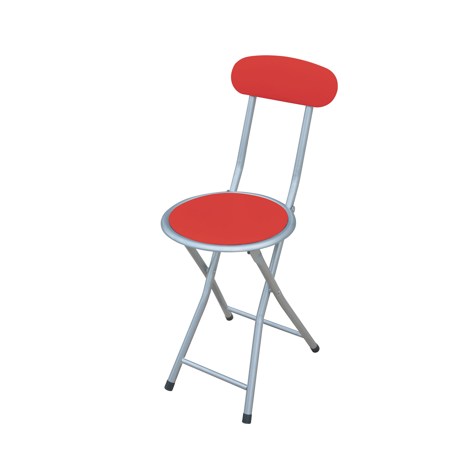 Taburete plegable Carrefour Home con respaldo rojo