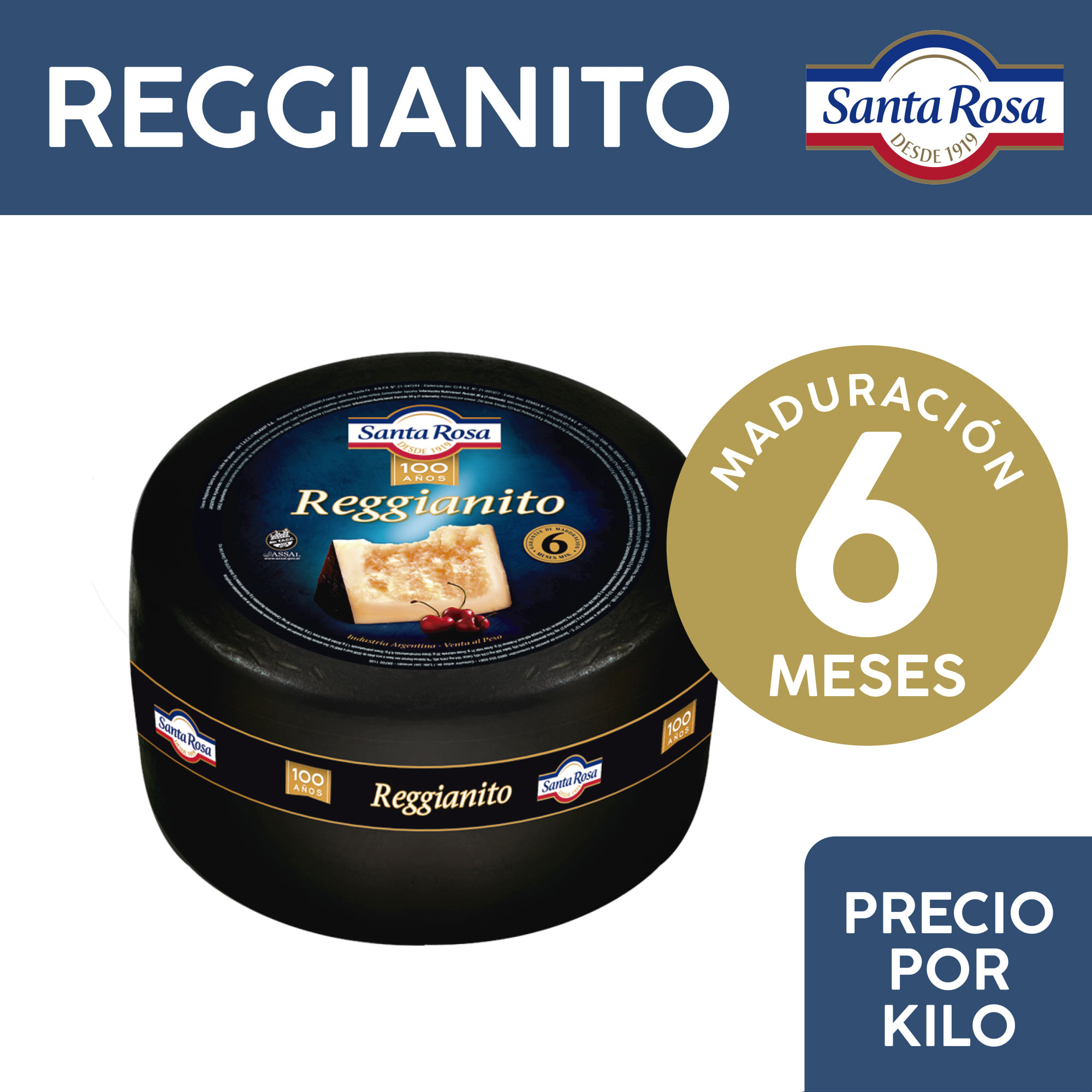 Queso reggianito horma Santa Rosa x kg.