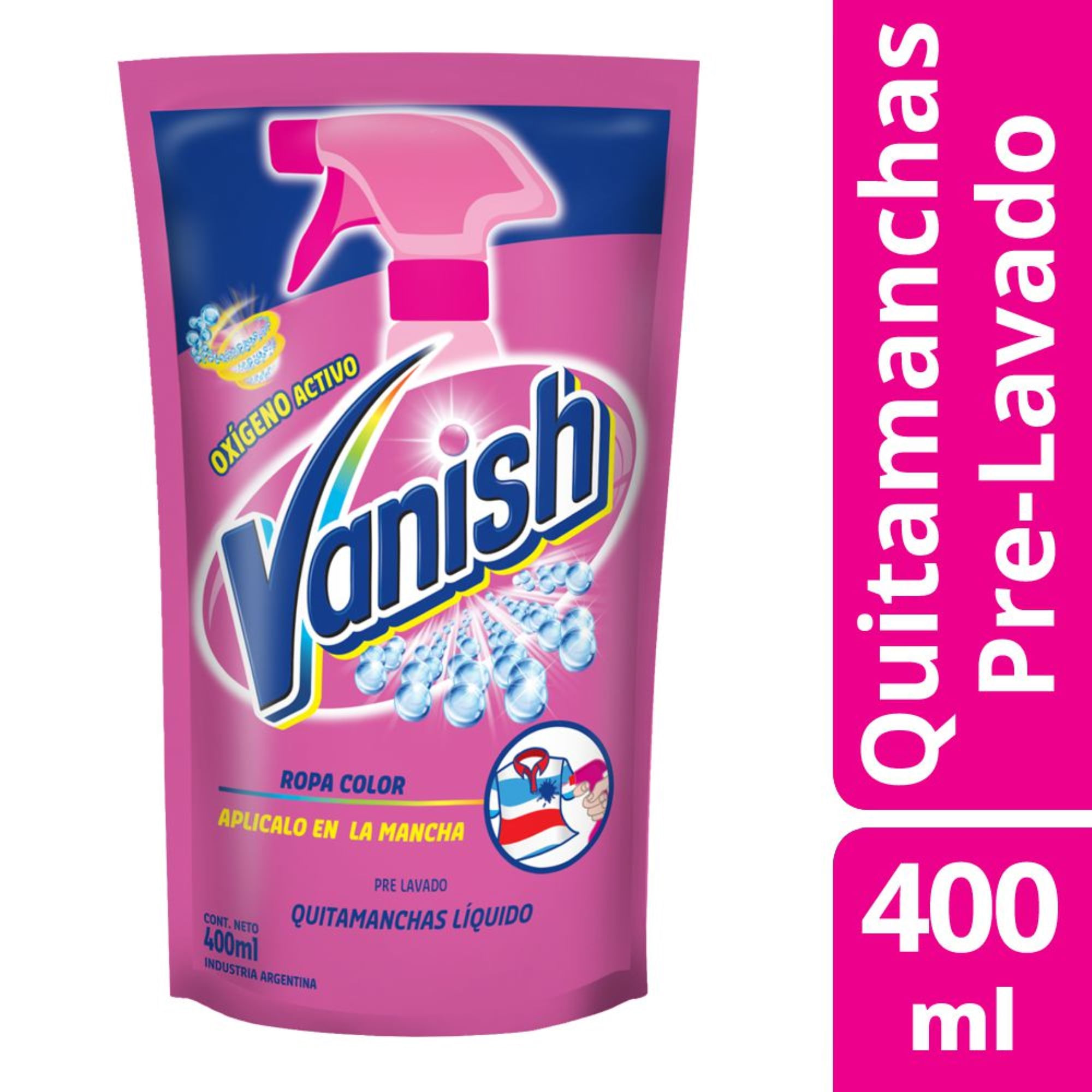 Quitamanchas Líquido Vanish  Pre-Lavado Poder O2 400 Ml