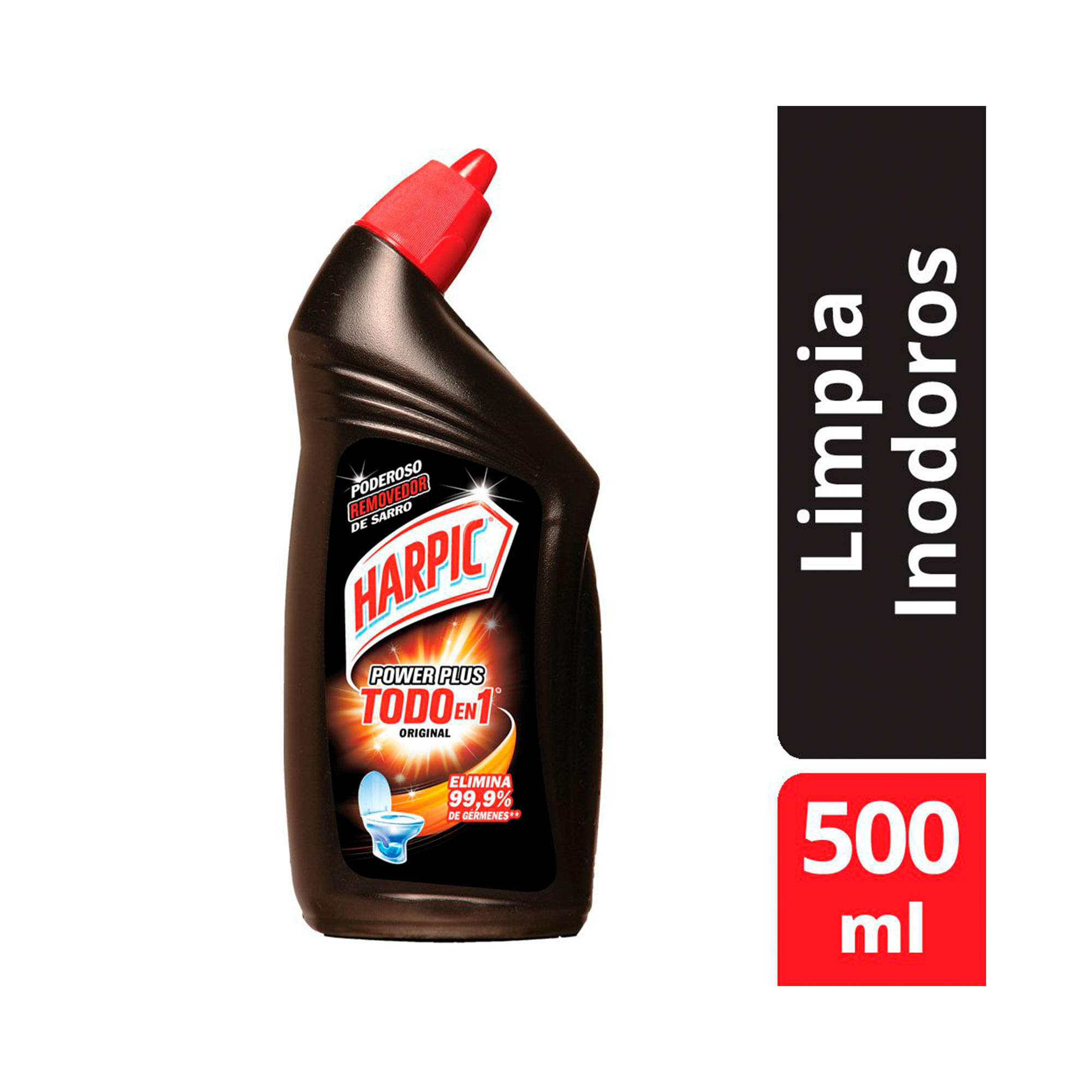 Gel limpiador desinfectante para inodoros Harpic power plus original 500 ml.