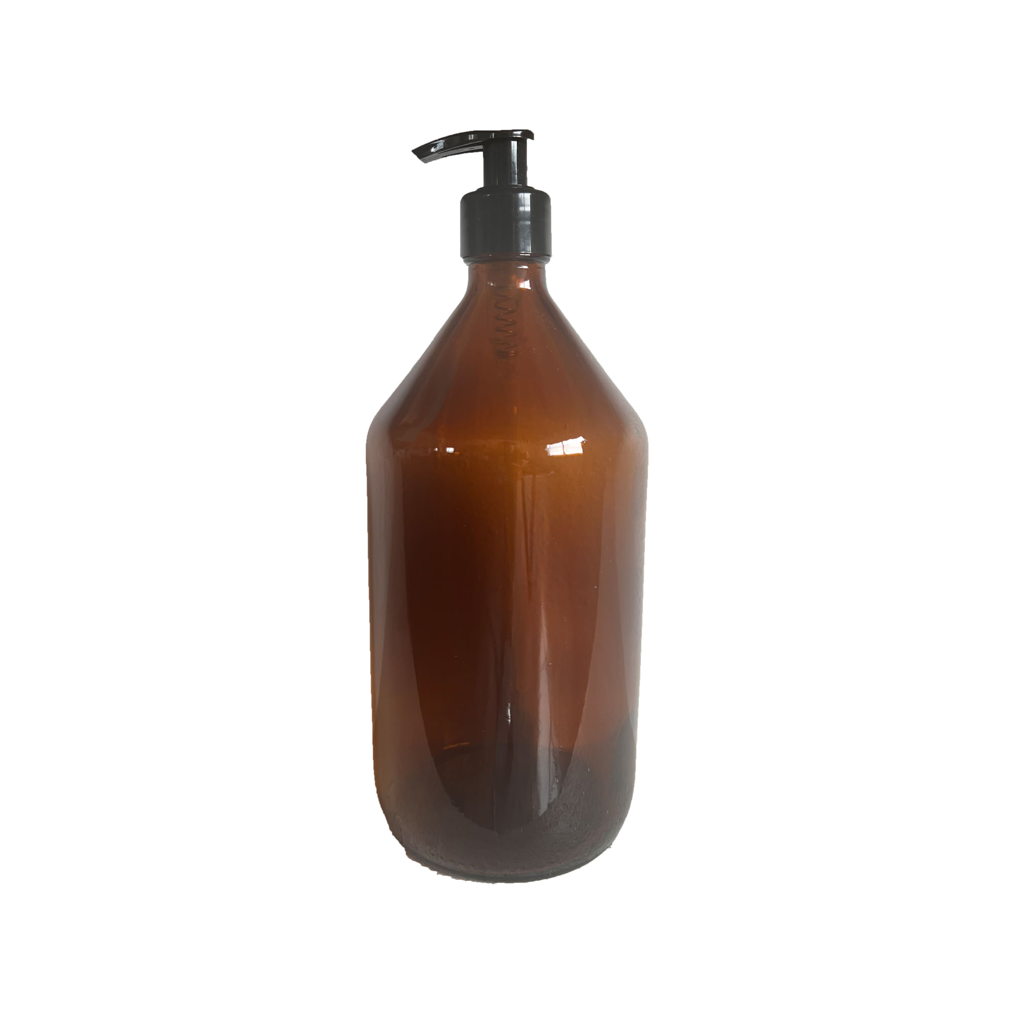 Botella vidrio ambar con dosificador 1000 ml. dc