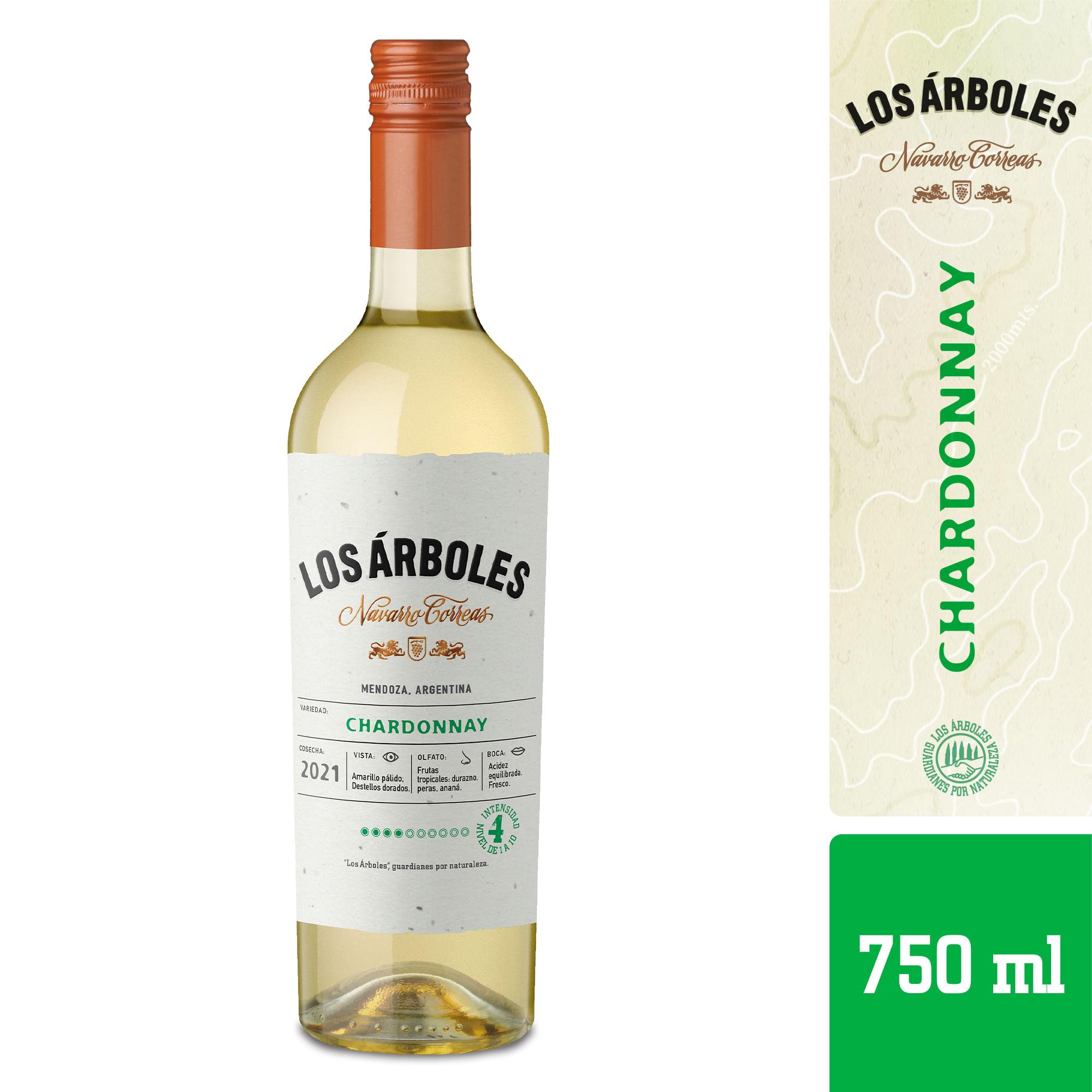 Vino blanco Chardonnay Los Árboles selección 750 ml