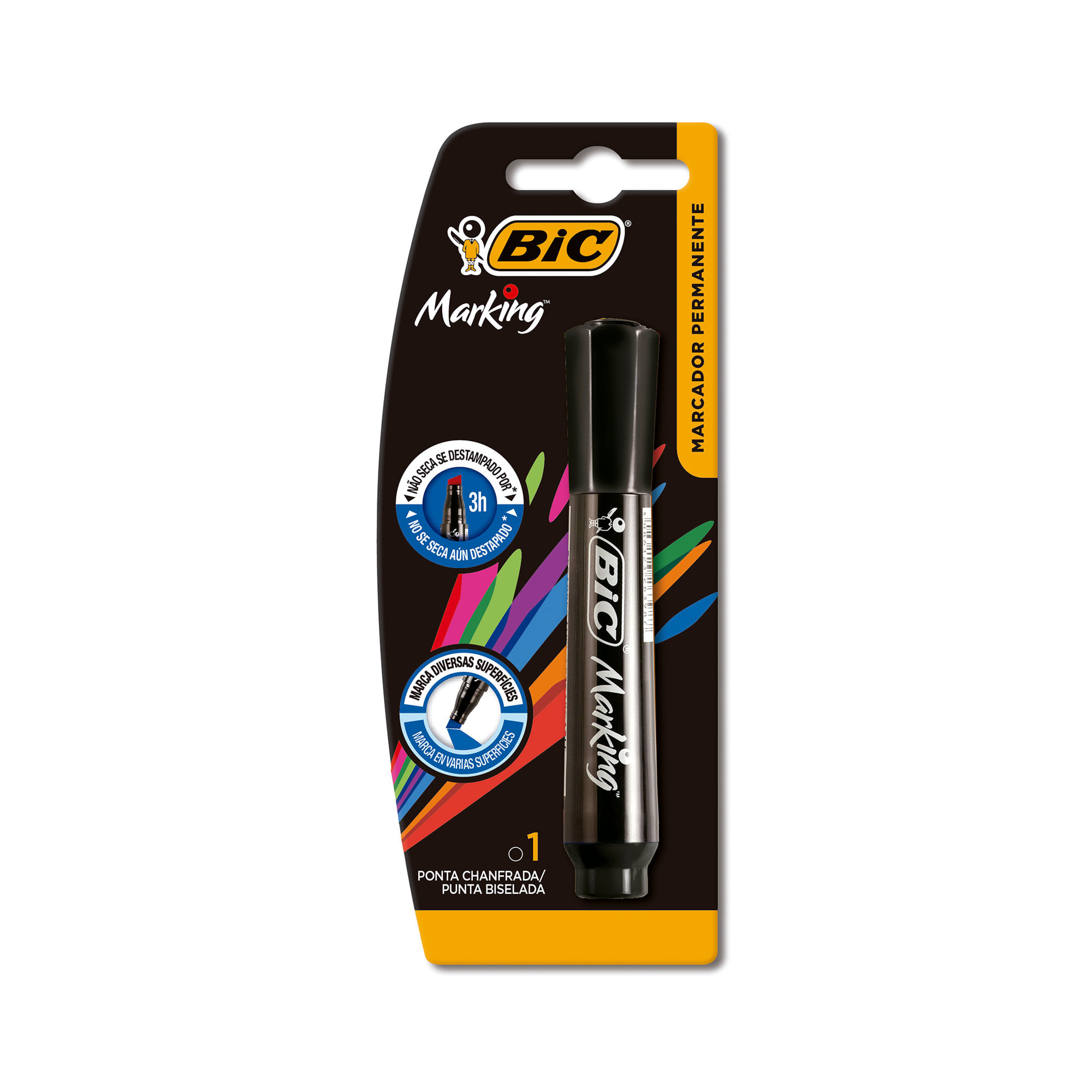 Marcador biselado Bic negro x 1 uni