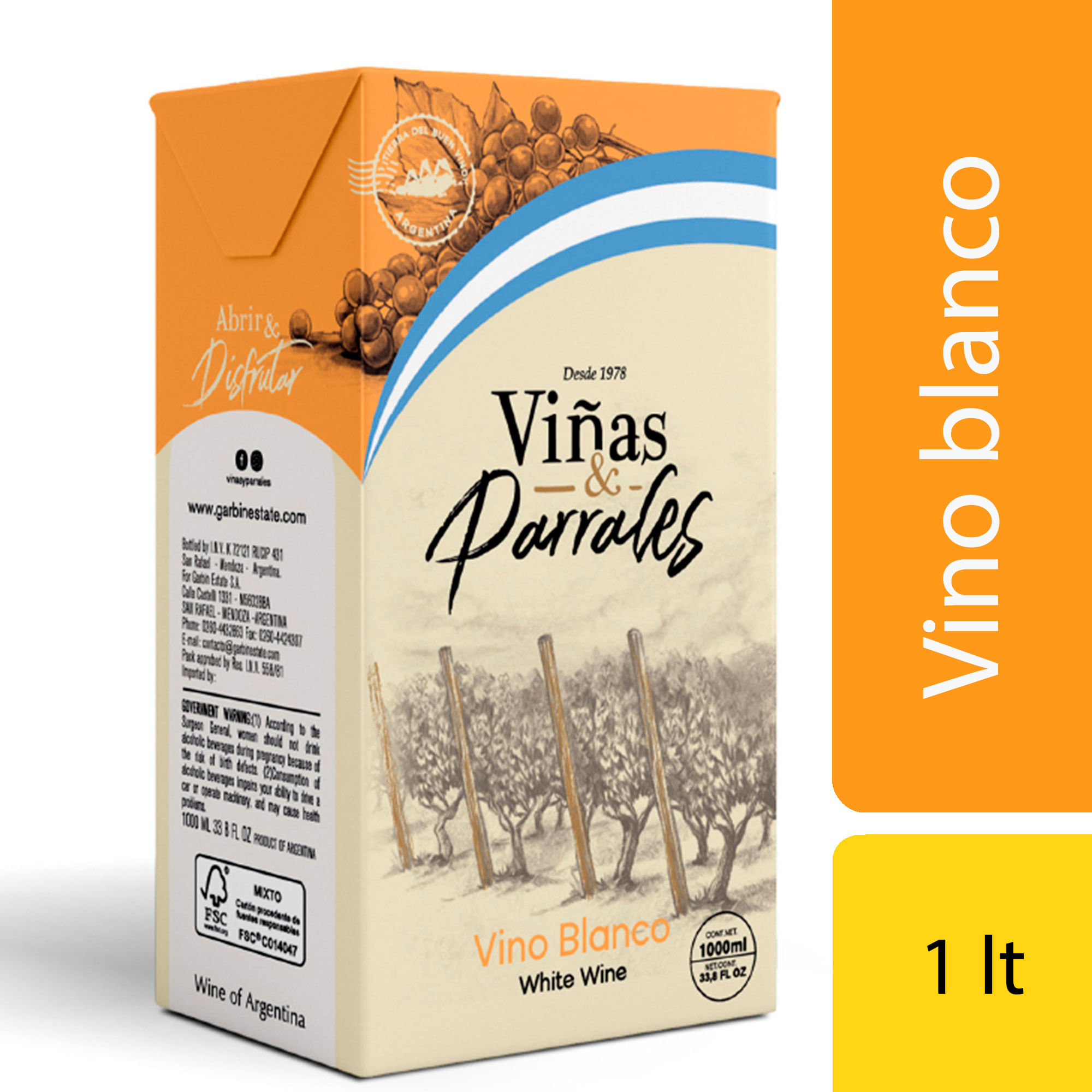 Vino blando Viñas y Parrales tetra 1 lt