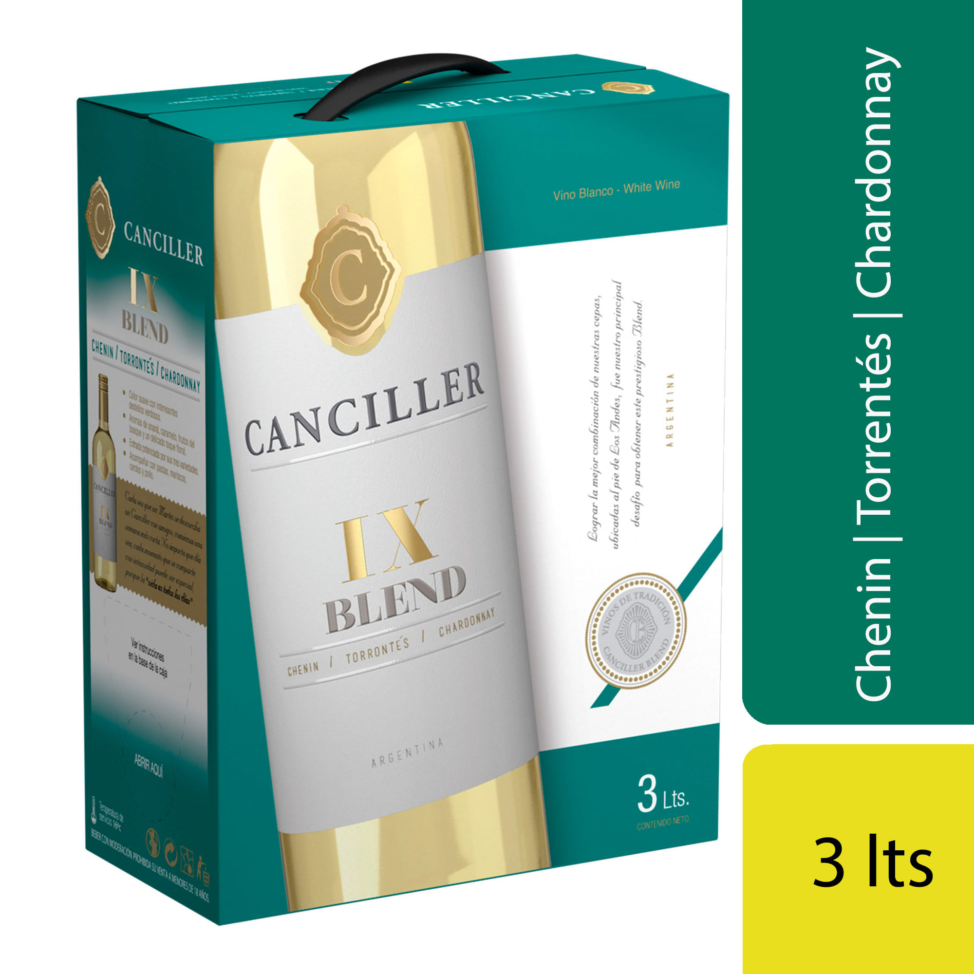 Vino blanco Chardonnay Chenin blend IX Canciller 3 lts