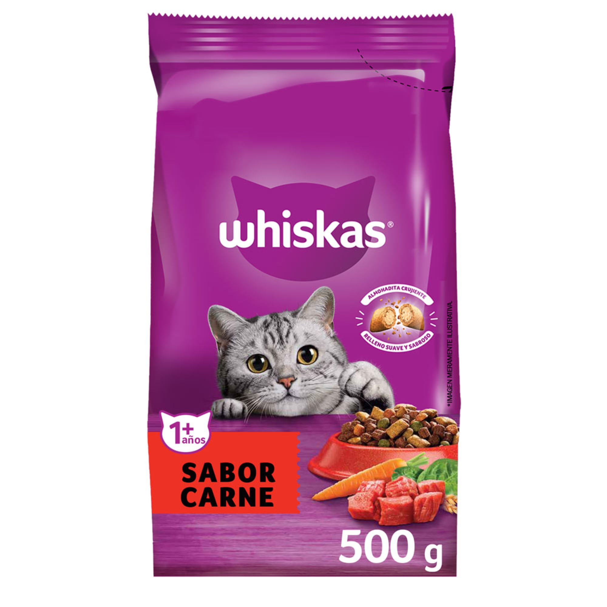 Alimento Gato Whiskas Carne 500gr