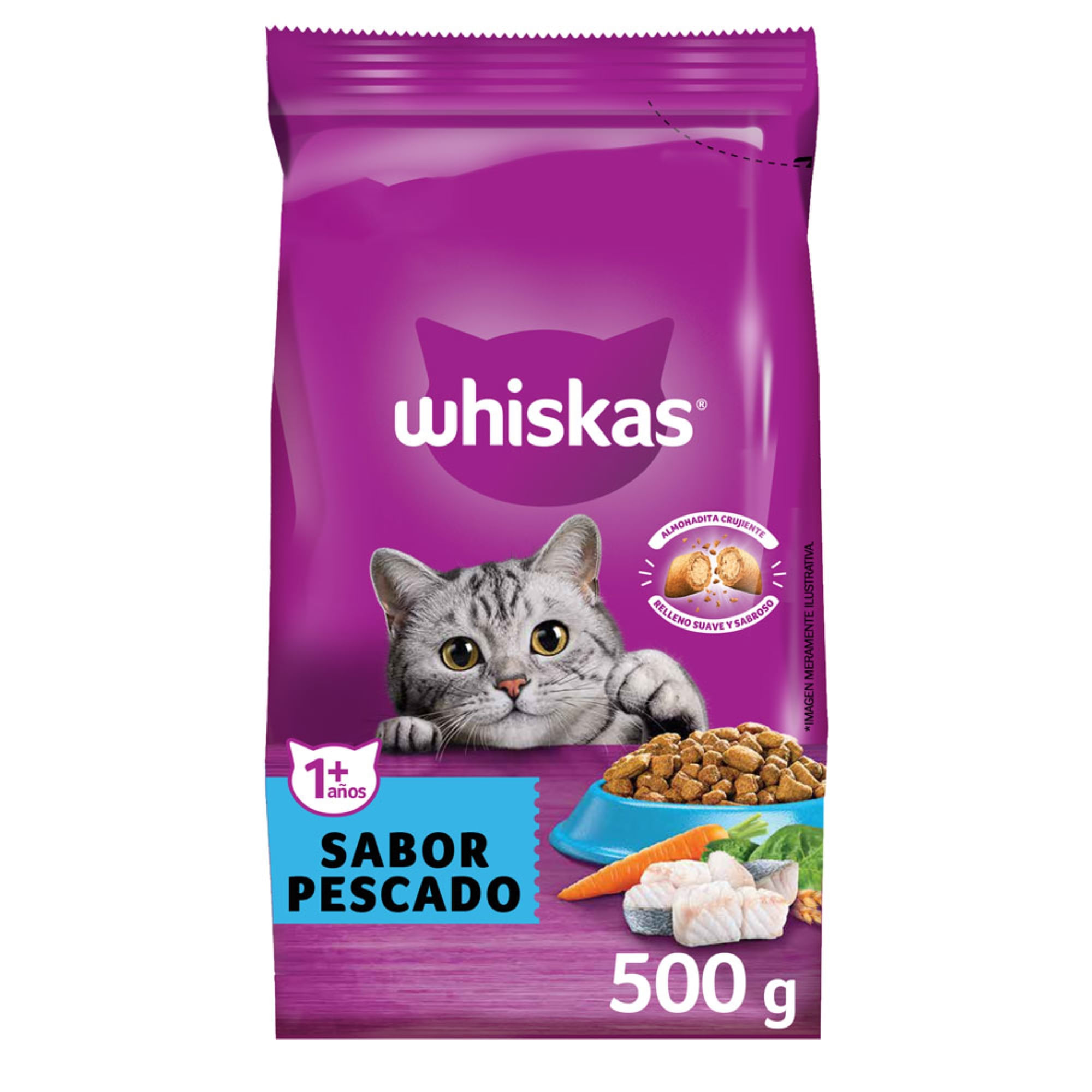 Alimento seco para gato Whiskas 500 g. pescado
