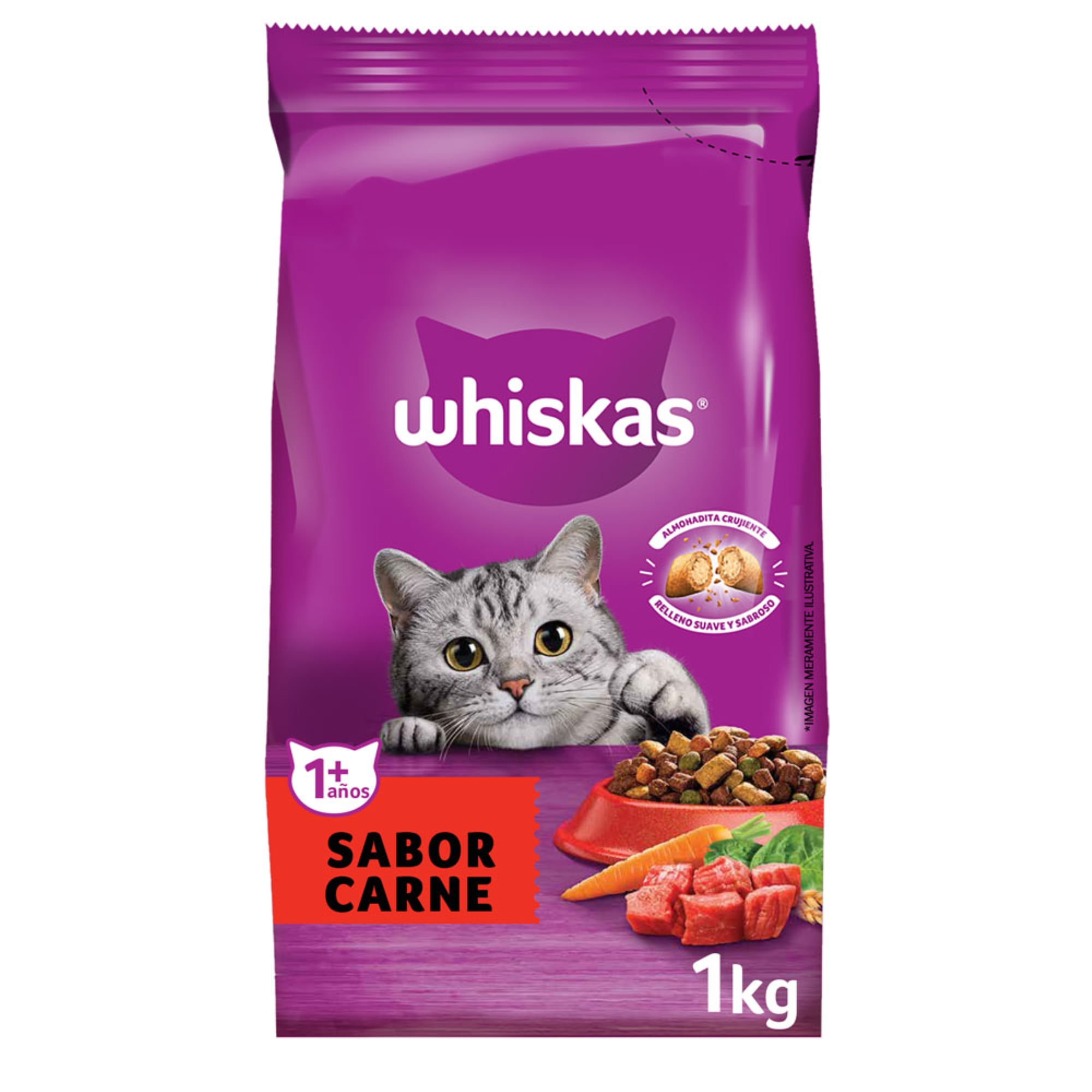 Alimento seco para gato Whiskas 1 kg. carne