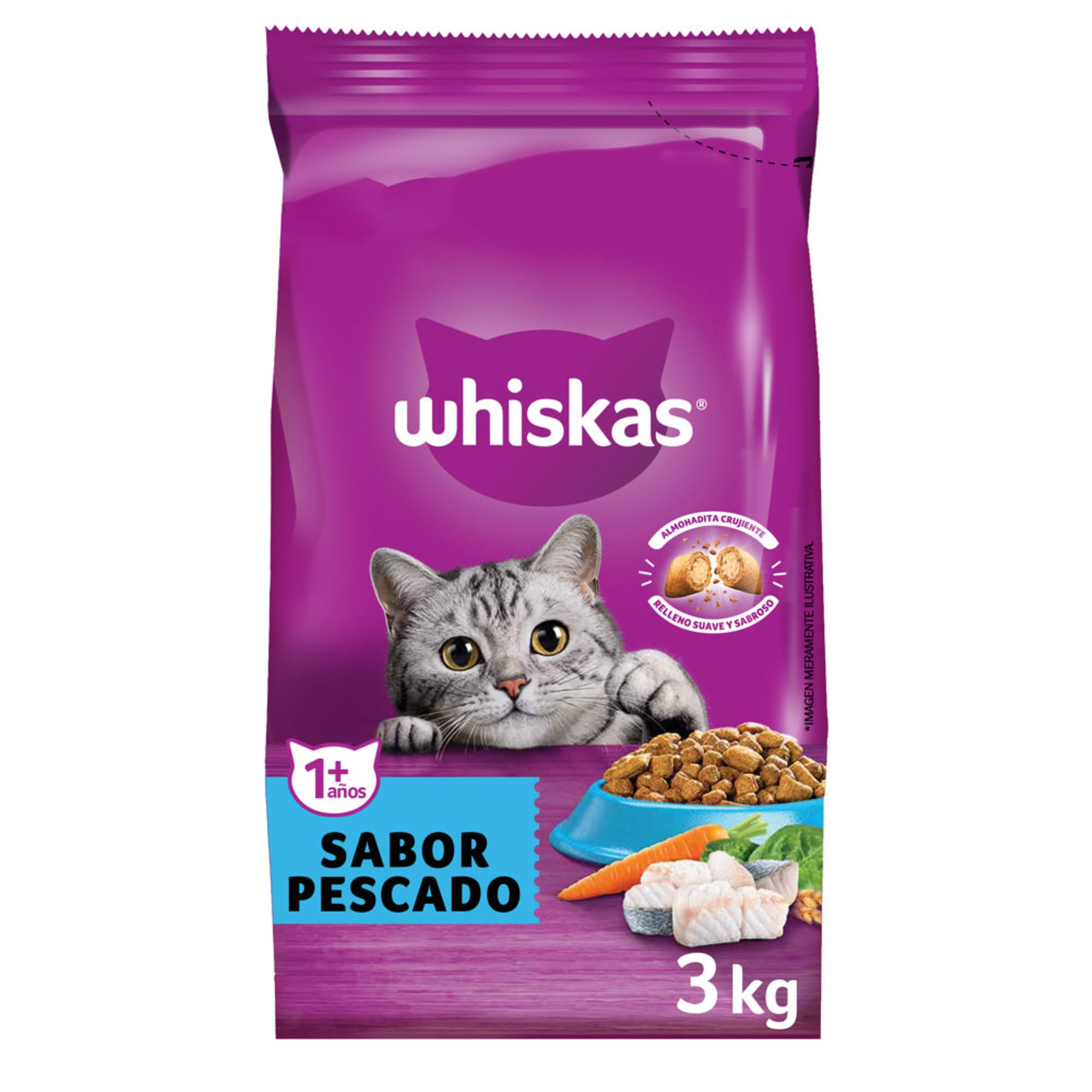Alimento seco para gato Whiskas 3 kg. pescado