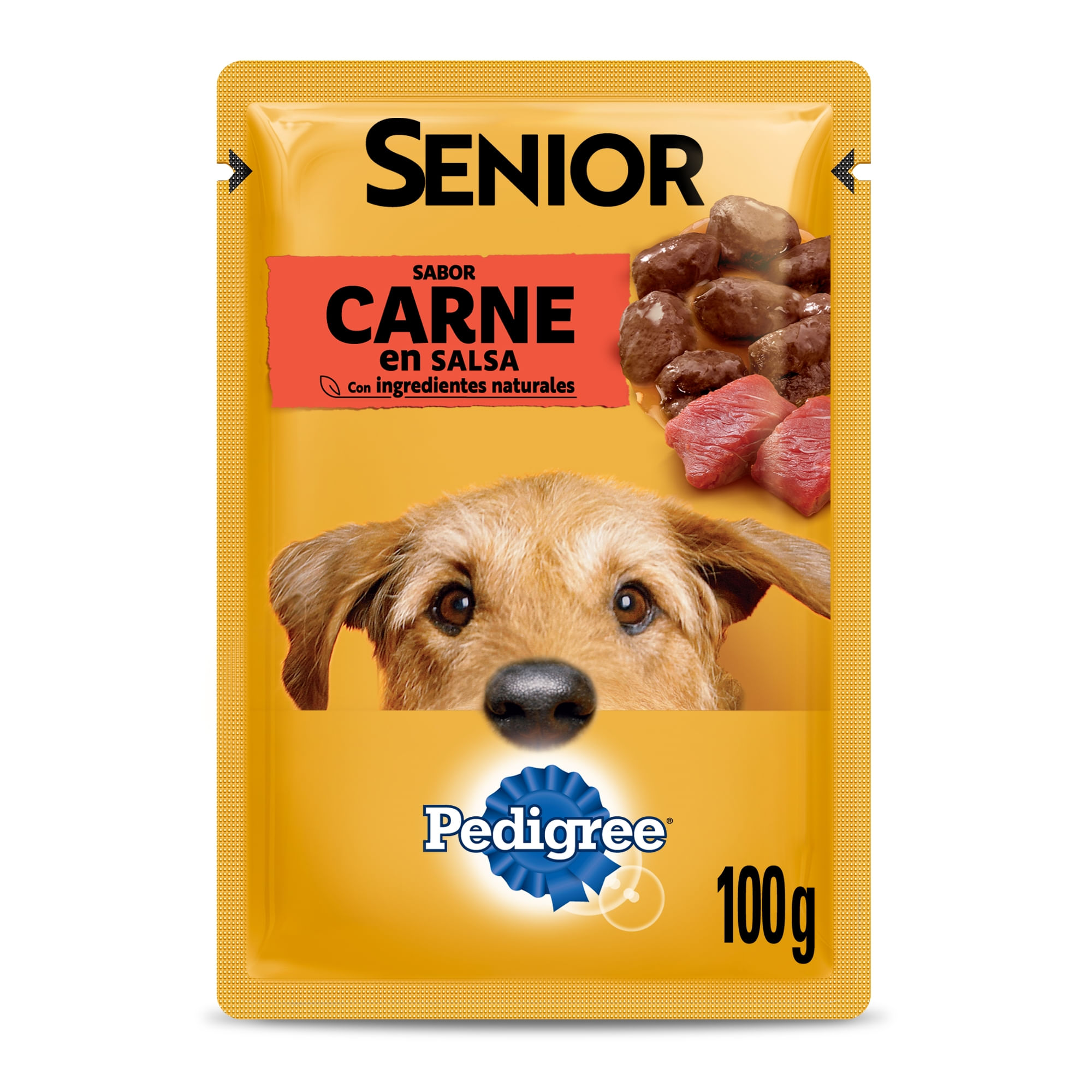 Alimento húmedo para perro Pedigree 100 g. mayores 7 años carne