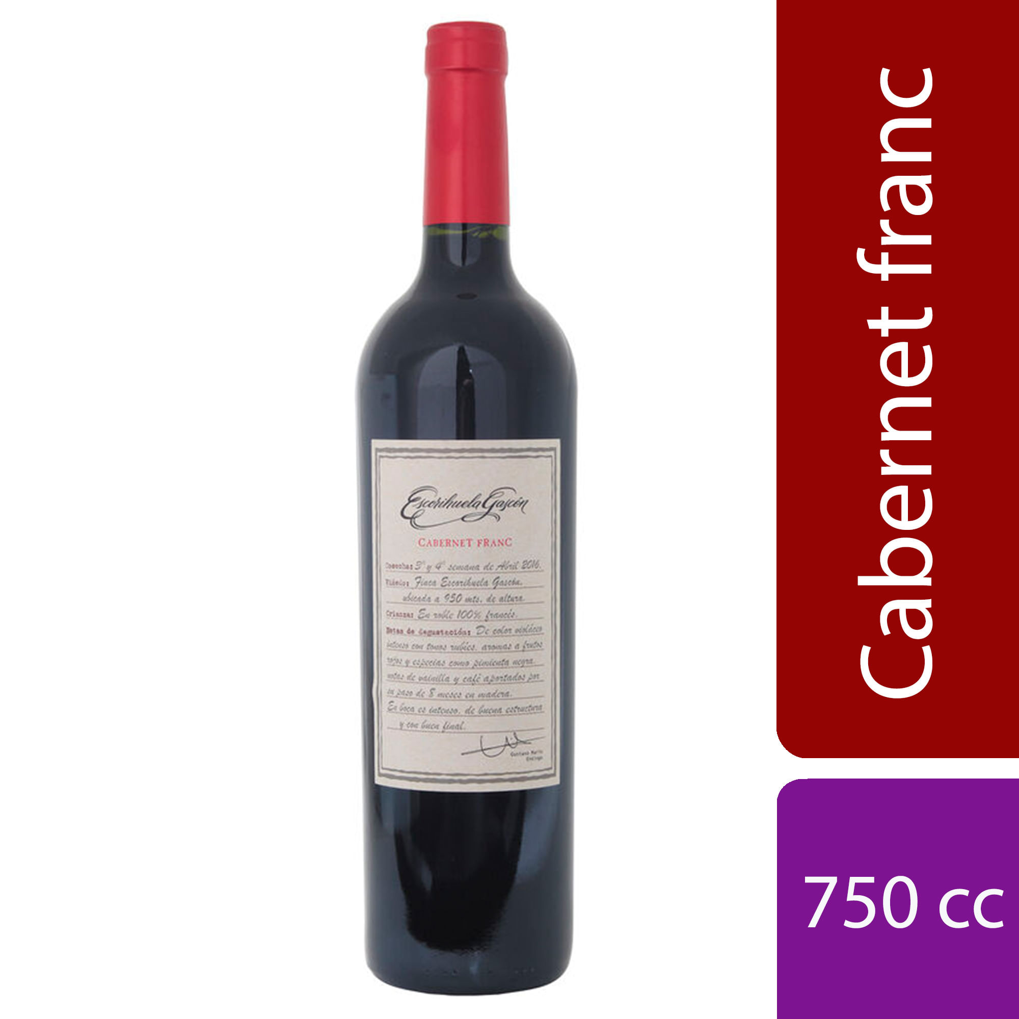 Vino tinto cabernet franc Escorihuela Gascón 750 cc.