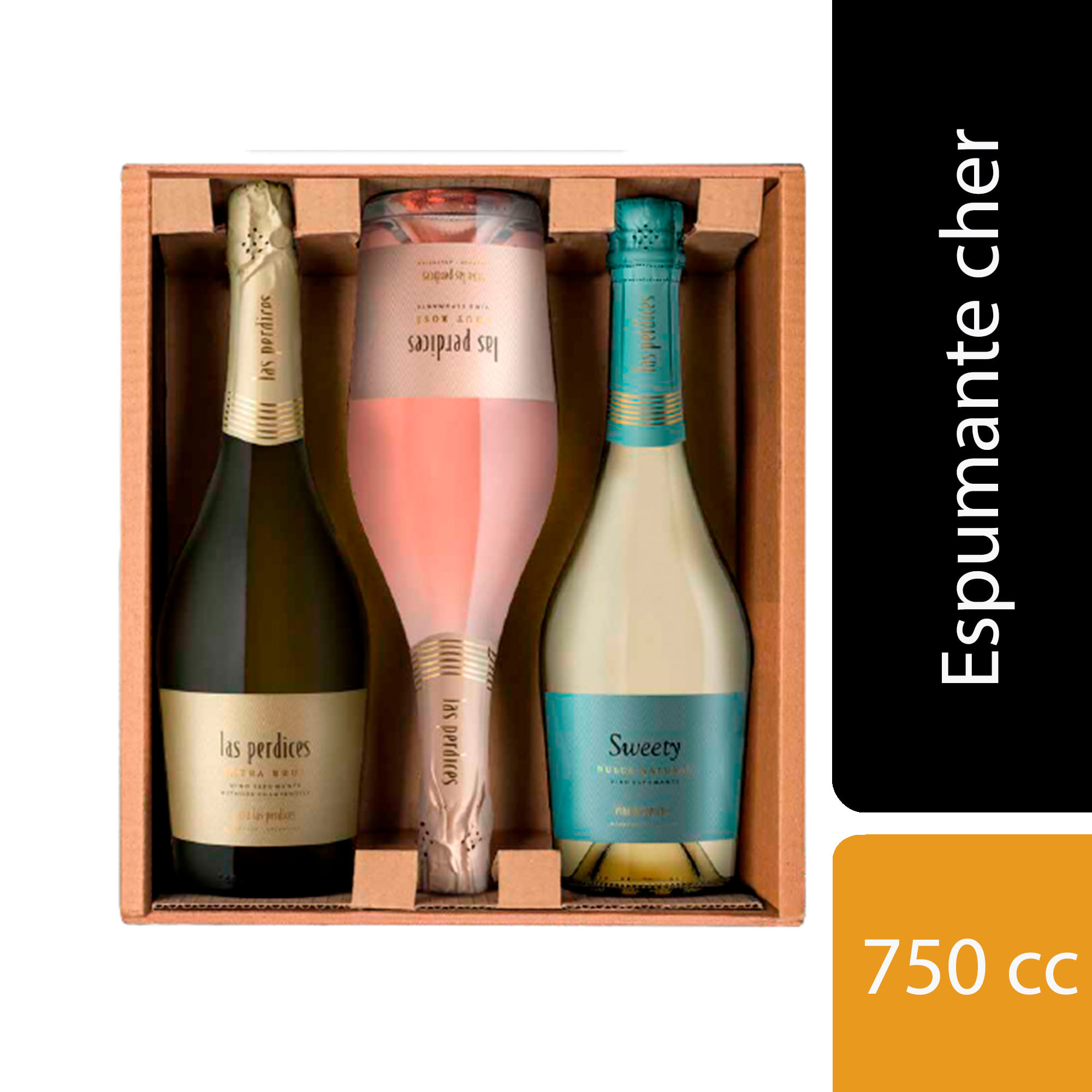 Estuche vino Las Perdices espumante cheer 750 cc. x 3 uni