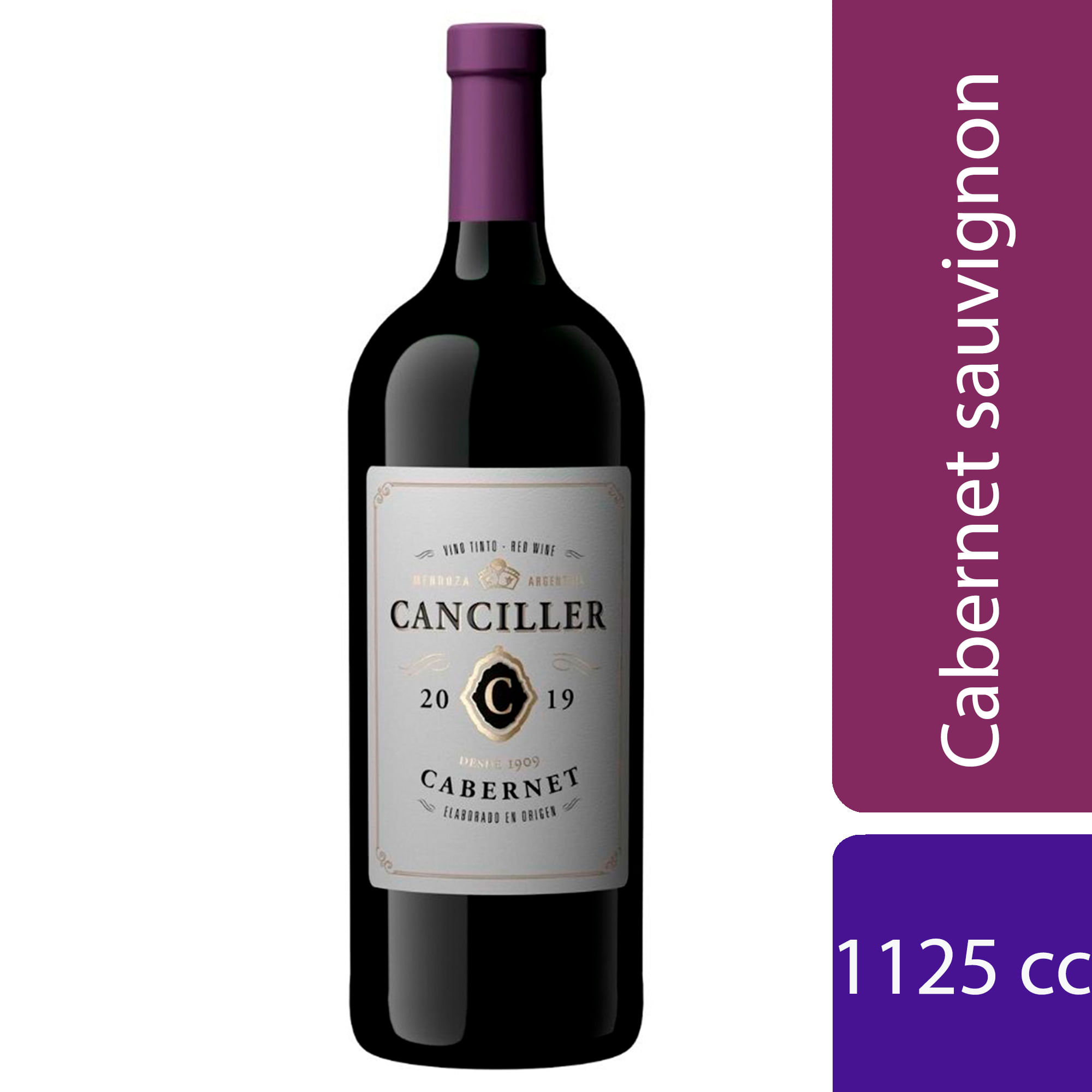 Vino tinto Cabernet Sauvignon Canciller 1,125 lts