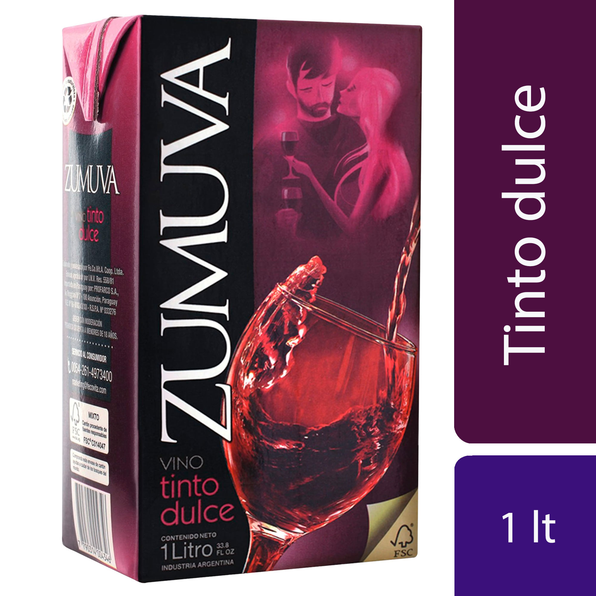 Vino tinto Dulce Zumuva en tetra 1 lt
