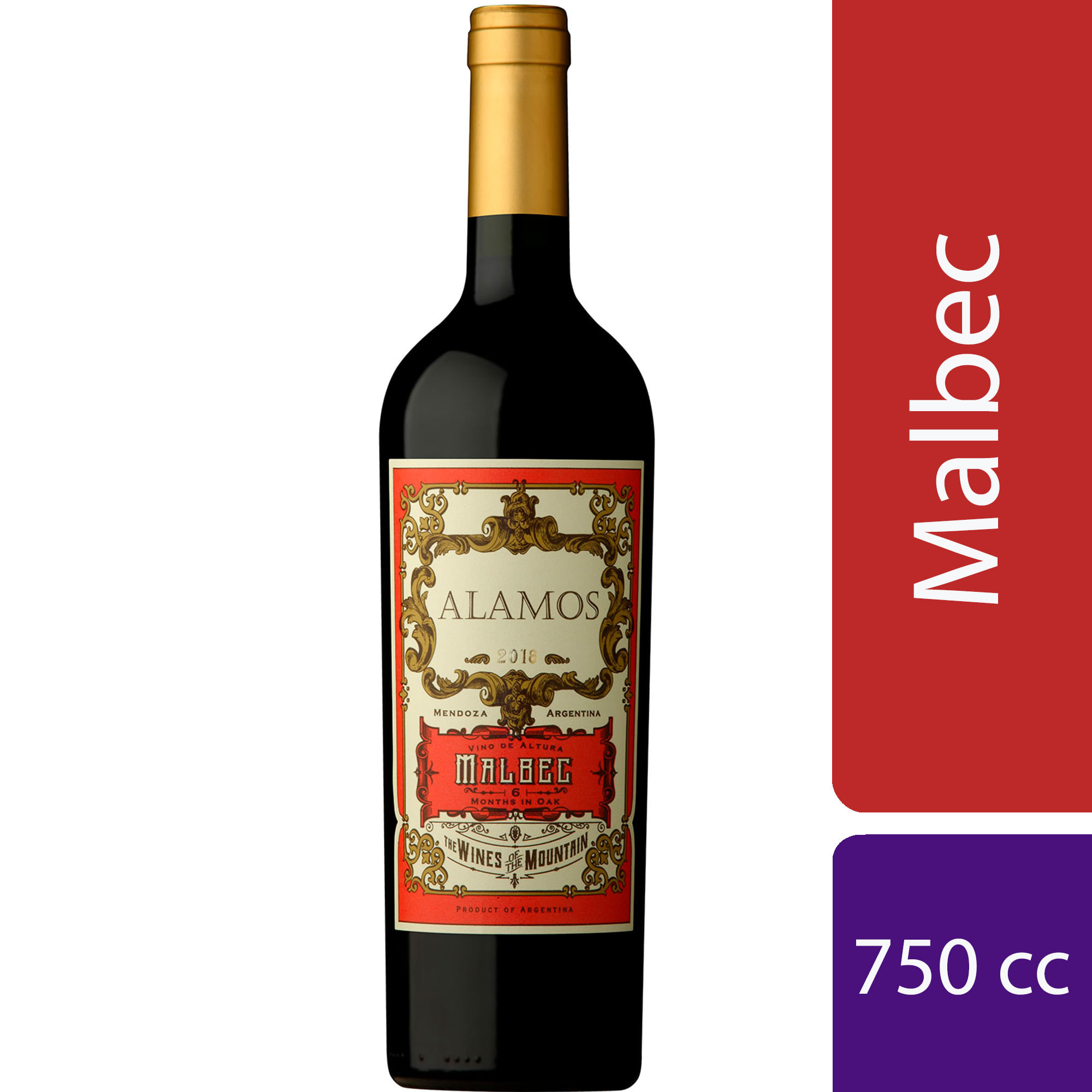 Vino tinto Malbec Selección Álamos 750 ml