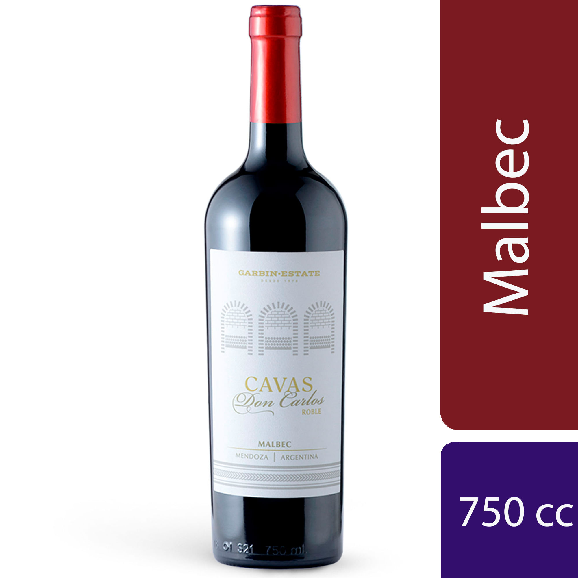 Vino tinto malbec Cava Don Carlos 750 cc.