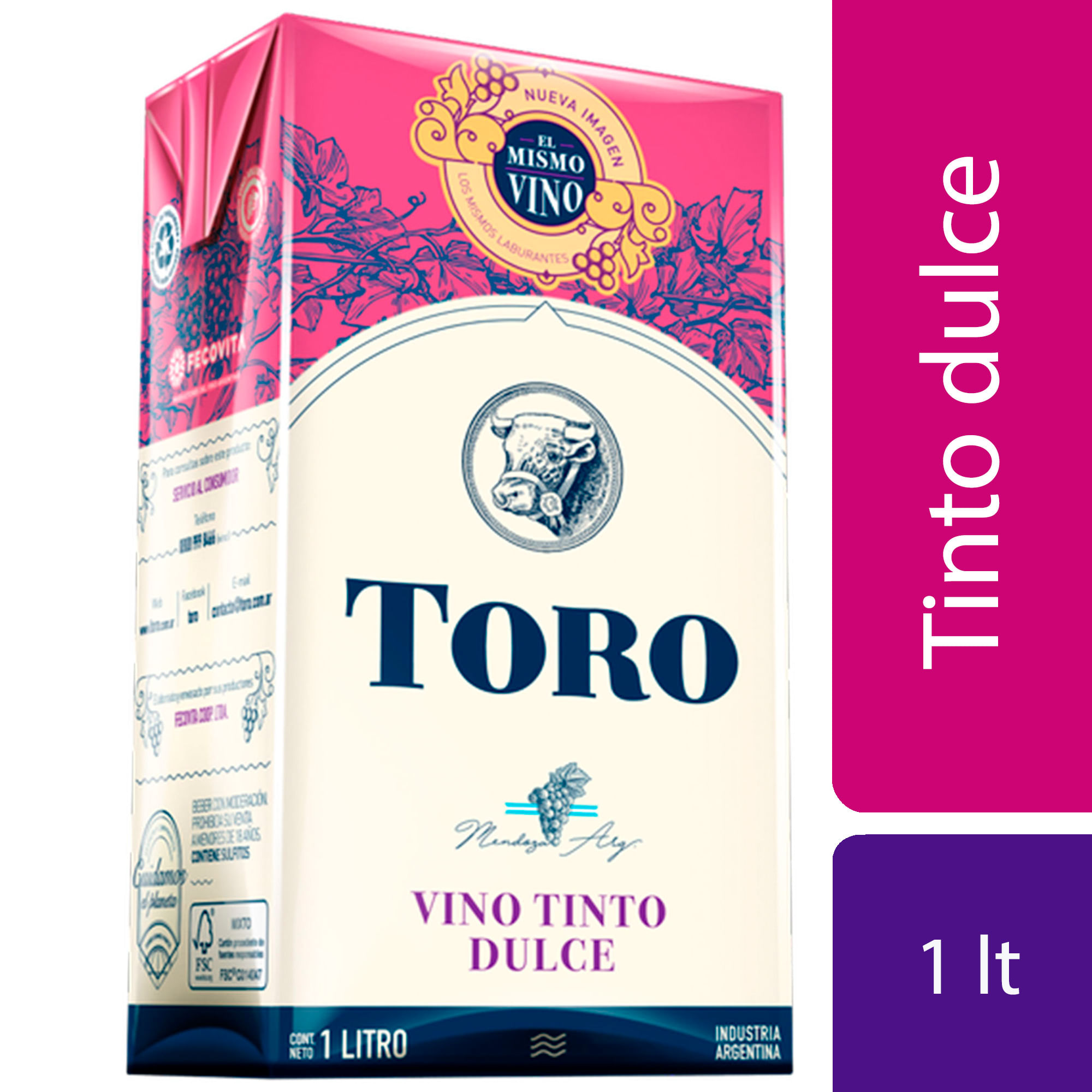 Vino tinto dulce Toro brick 1 lt