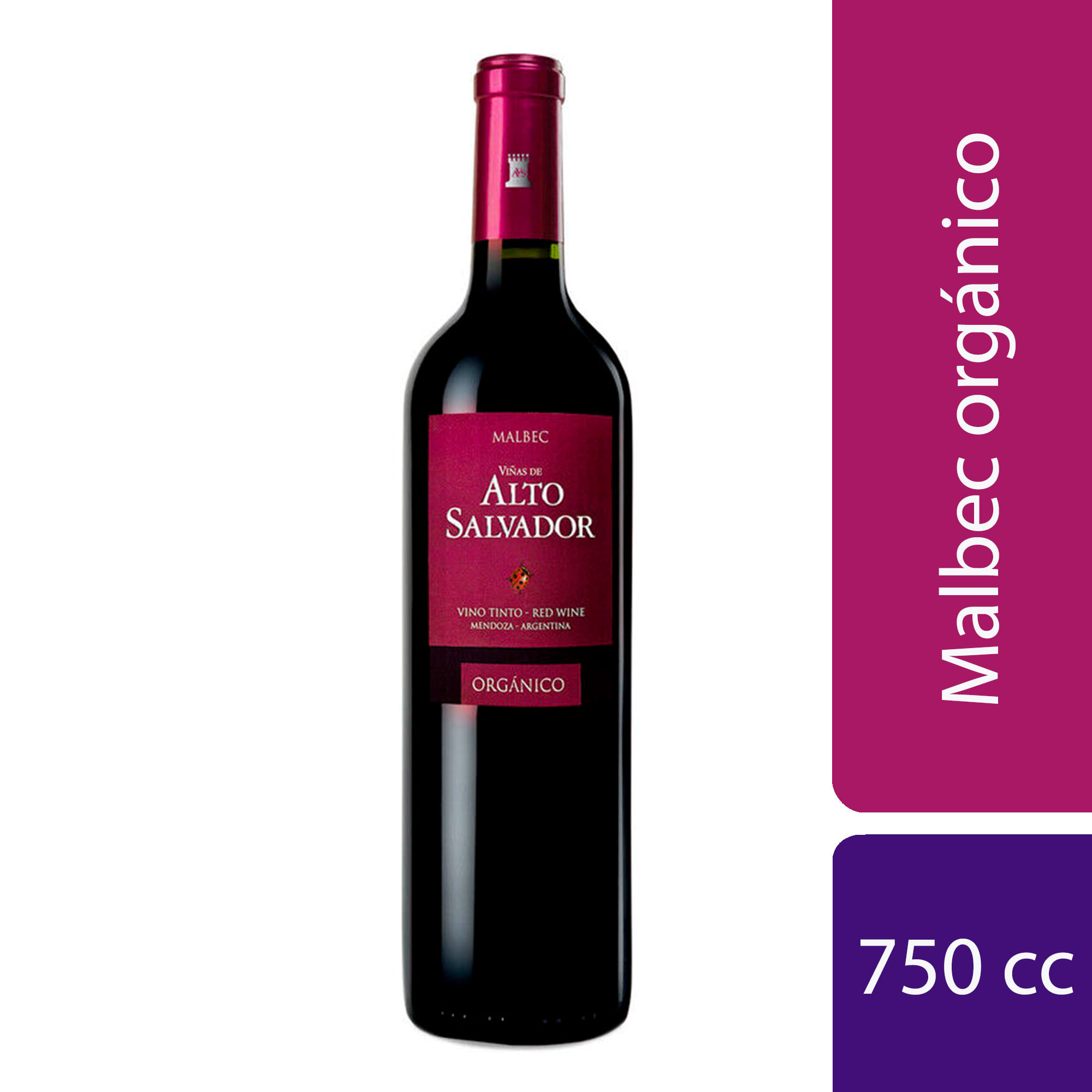 Vino tinto orgánico Malbec Alto Salvador 750 ml