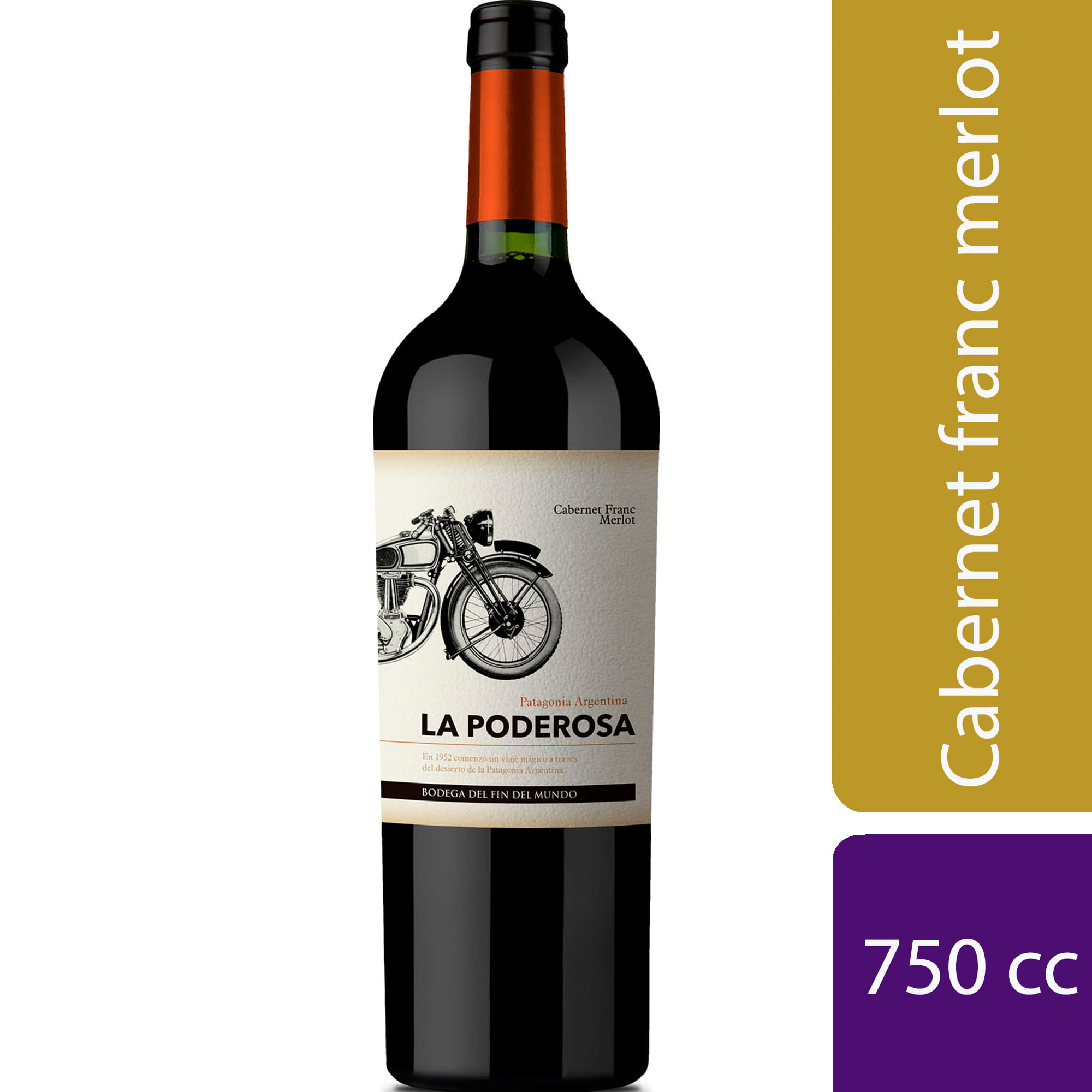 Vino tinto cabernet sauvignon-cabernet franc La poderosa 750 cc.