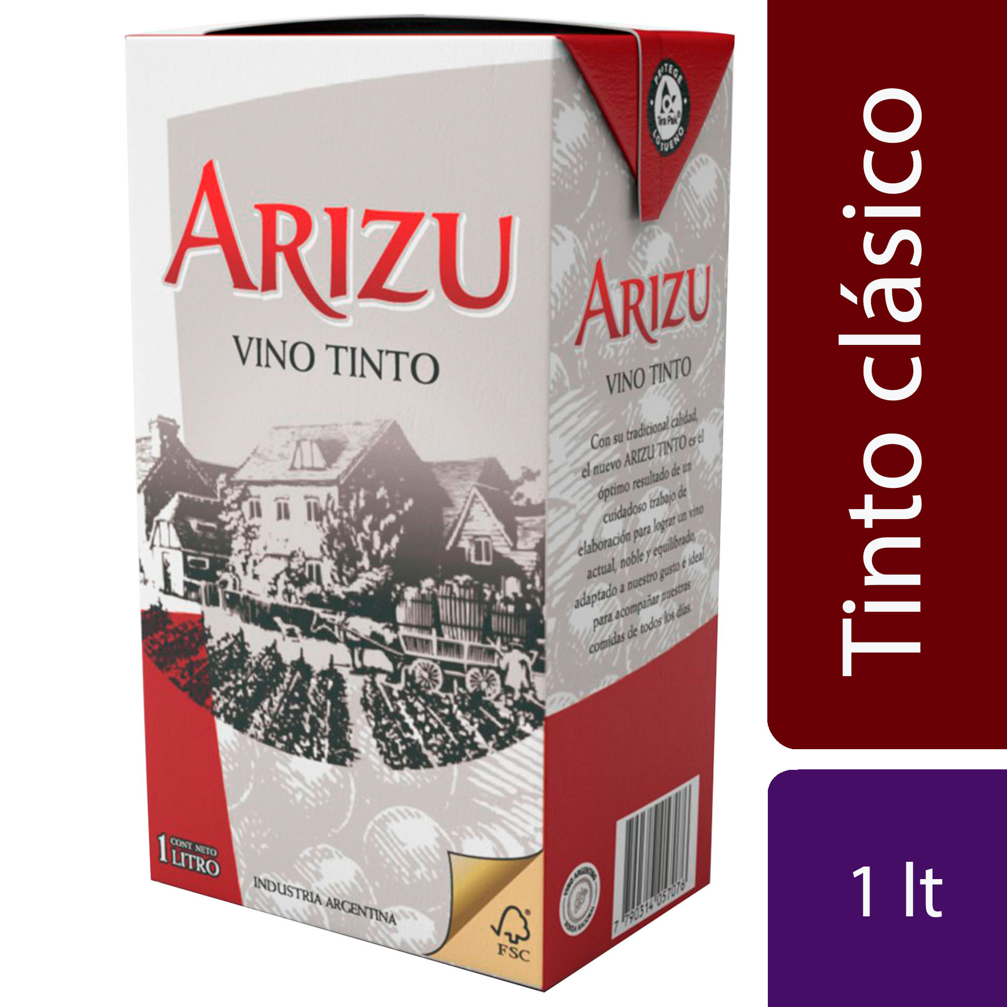 Vino tinto Arizu brick 1 lt