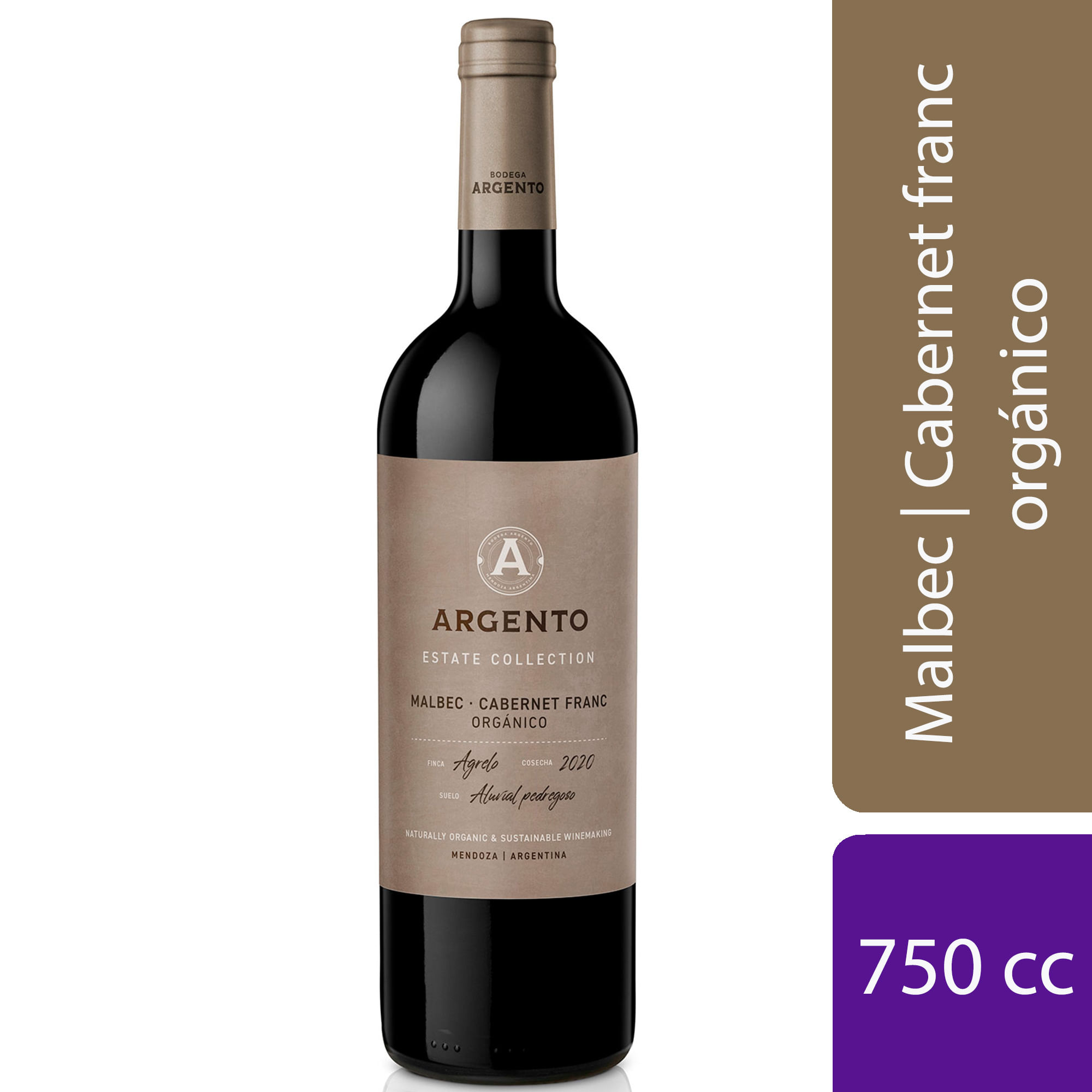 Vino tinto Malbec Cabernet Franc orgánico Argento Estate Collection 750 ml