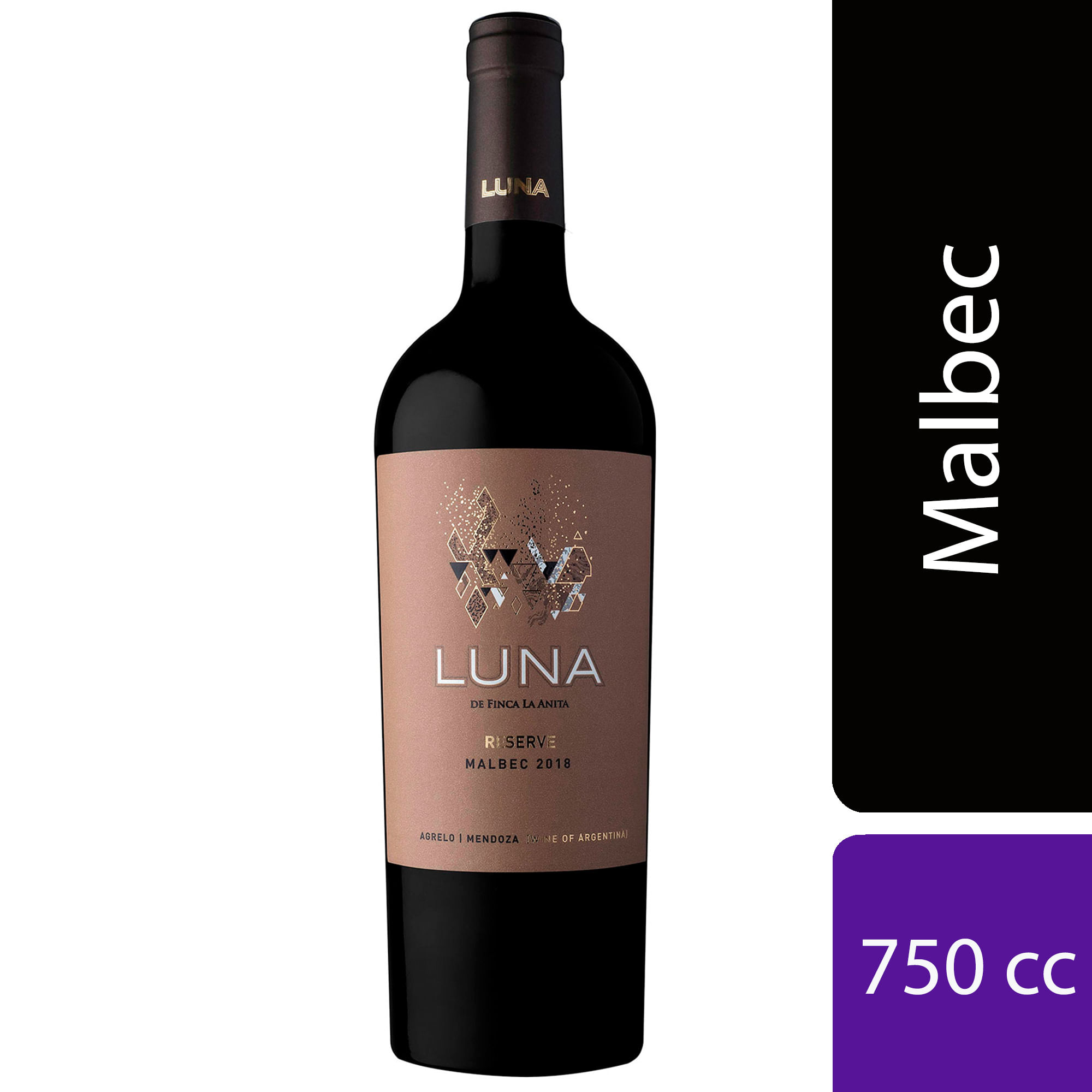 Vino tinto Finca La Anita malbec reserve luna 750 cc.