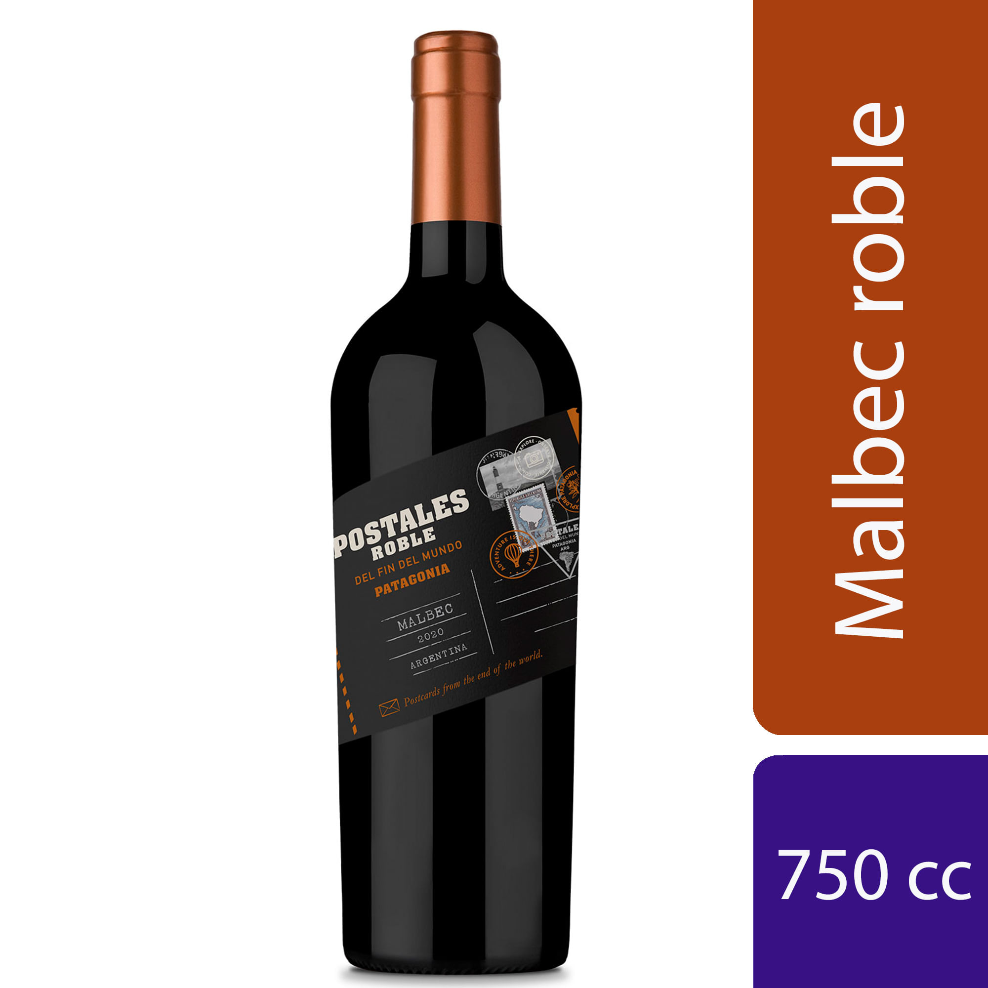 Vino tinto Malbec Roble Postales 750 ml