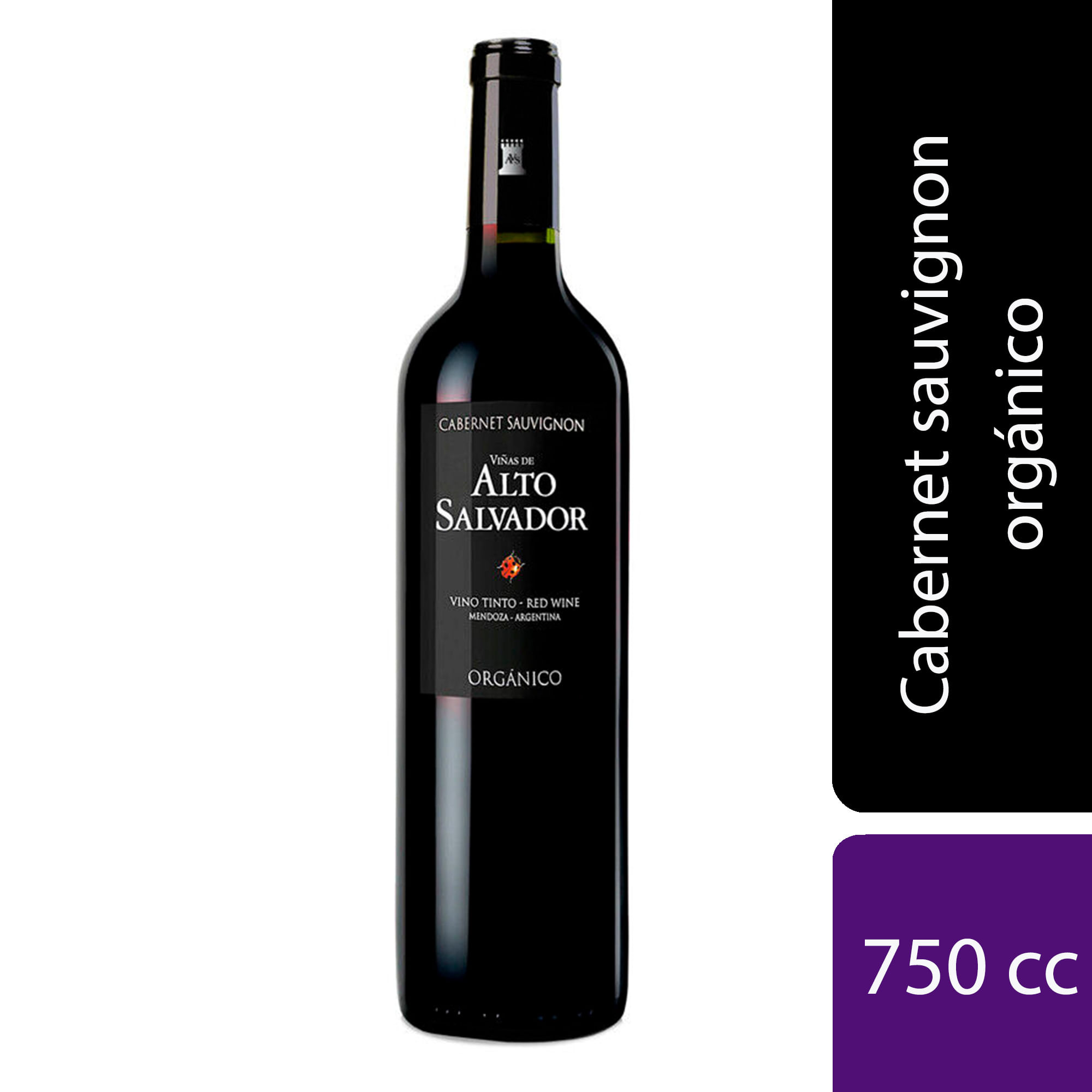 Vino tinto cabernet sauvignon Alto Salvador orgánico 750 cc.
