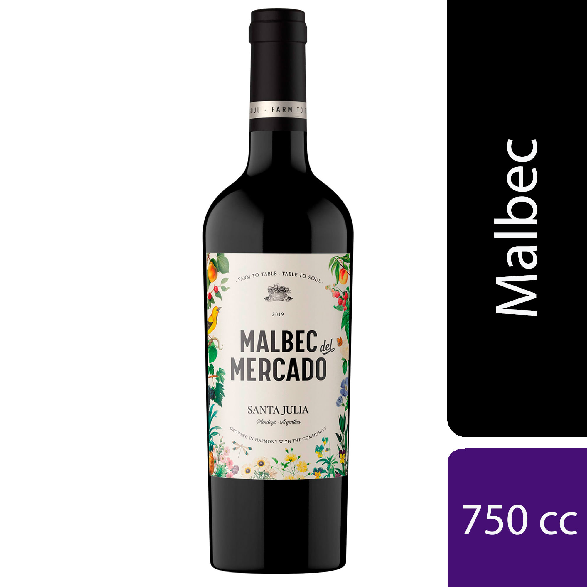 Vino fino tinto Malbec Santa Julia 750 ml