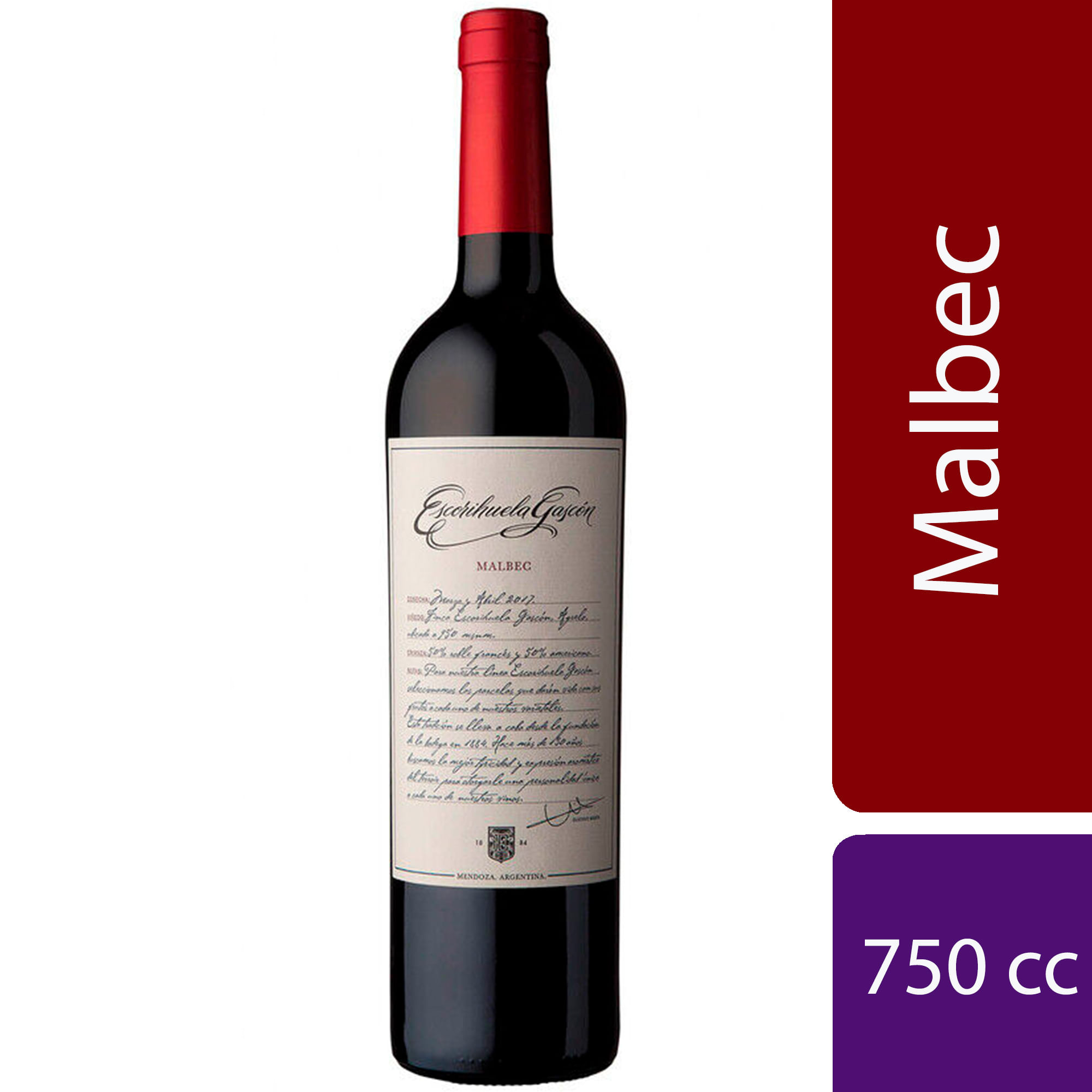 Vino tinto Malbec Escorihuela Gascón 750 ml