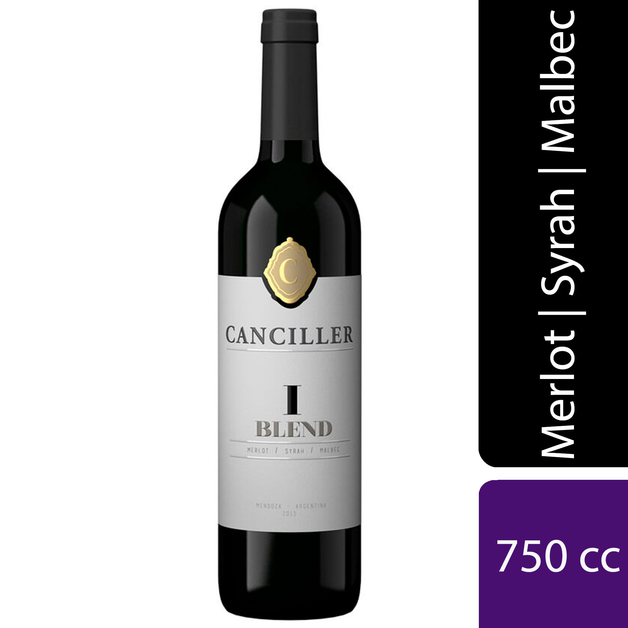 Vino tinto Merlot Syrah Malbec Canciller I Blend 750 ml
