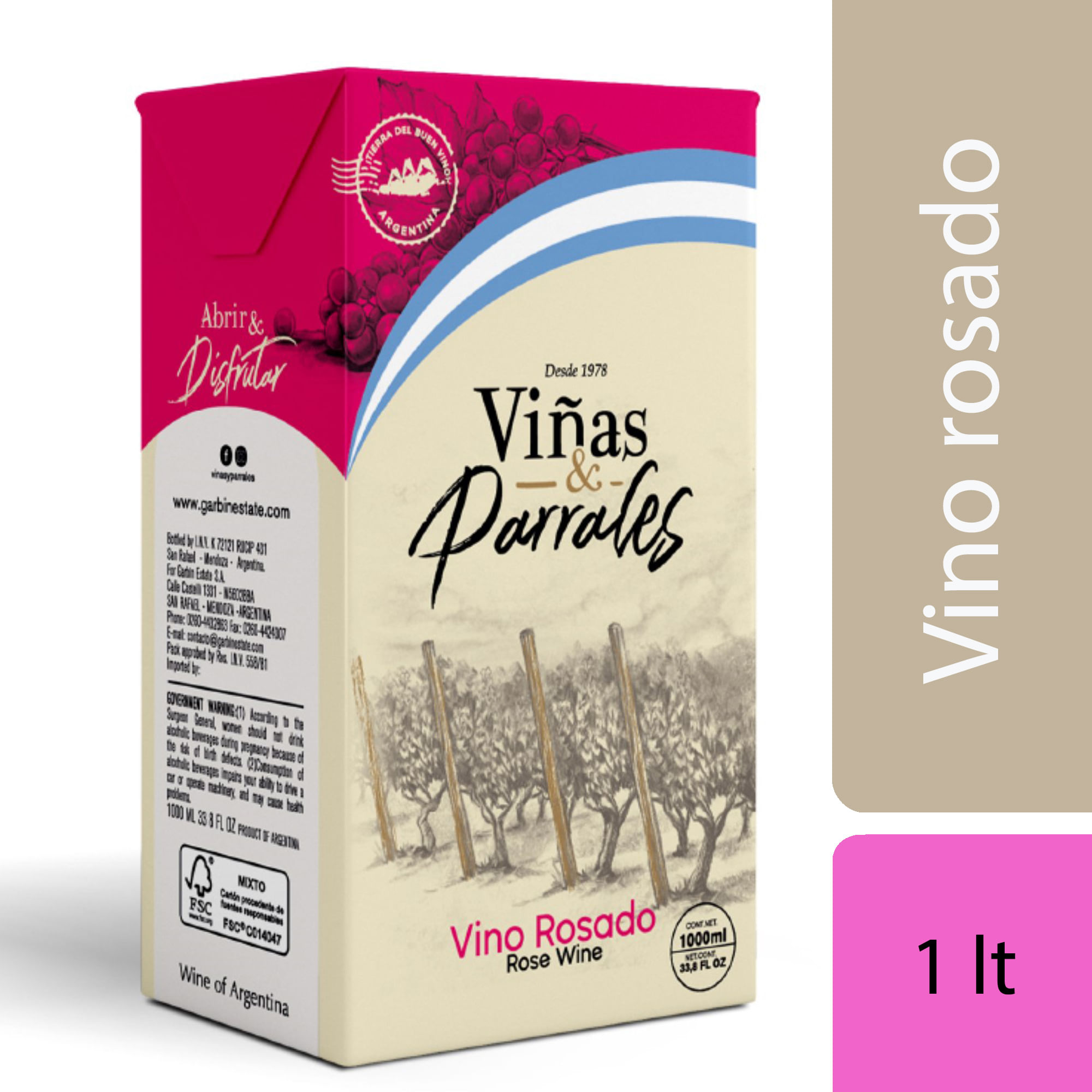 Vino Rosado Viñas&Parrales 1 Lt.