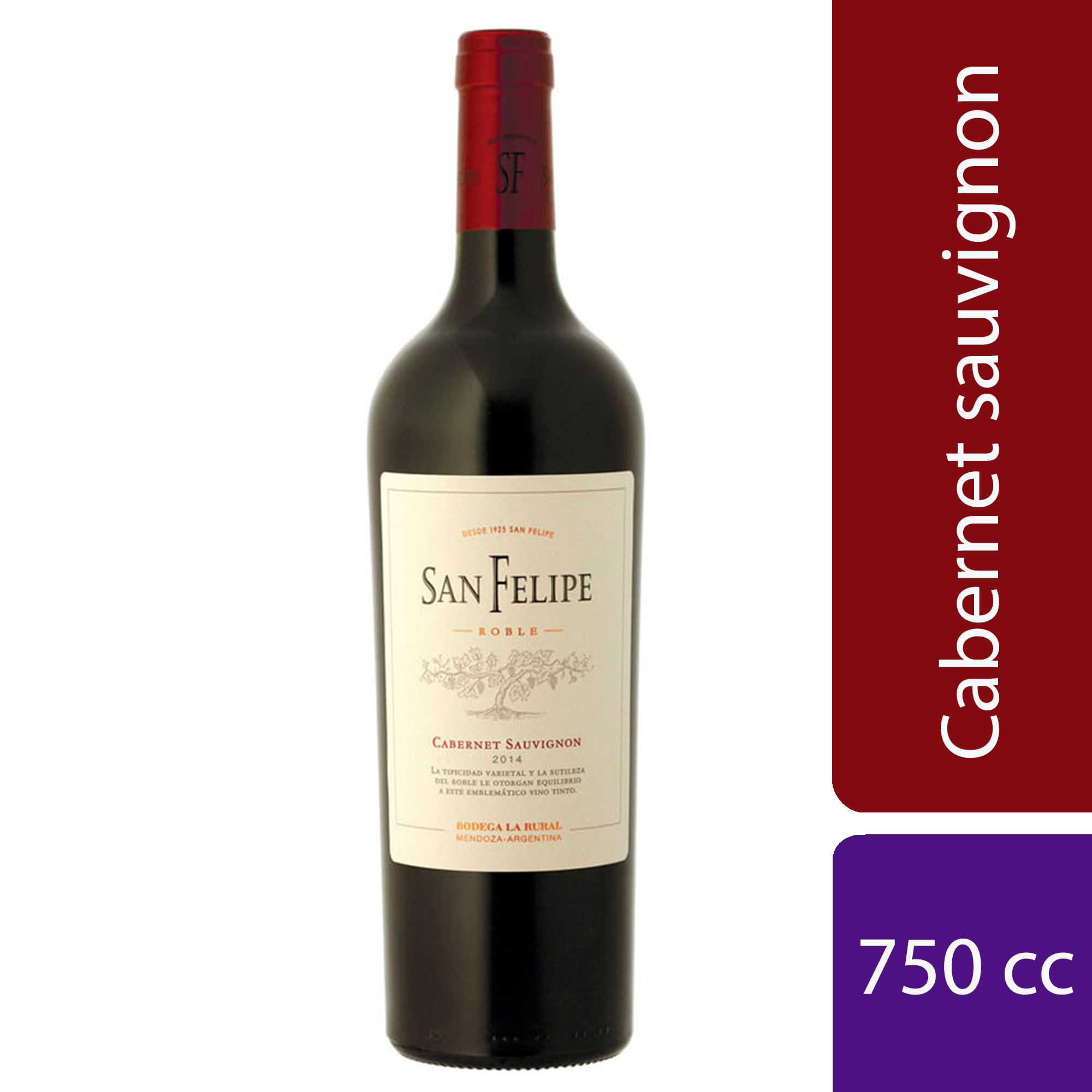 Vino tinto Cabernet Sauvignon San Felipe Roble 750 ml