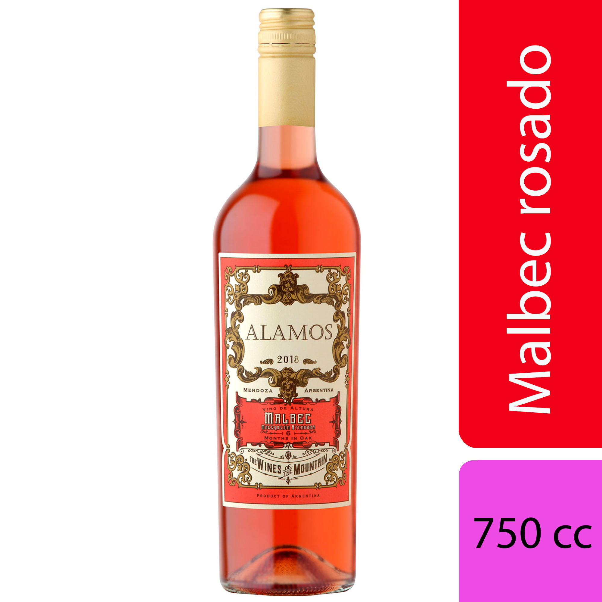 Vino rosado Malbec Álamos 750 ml