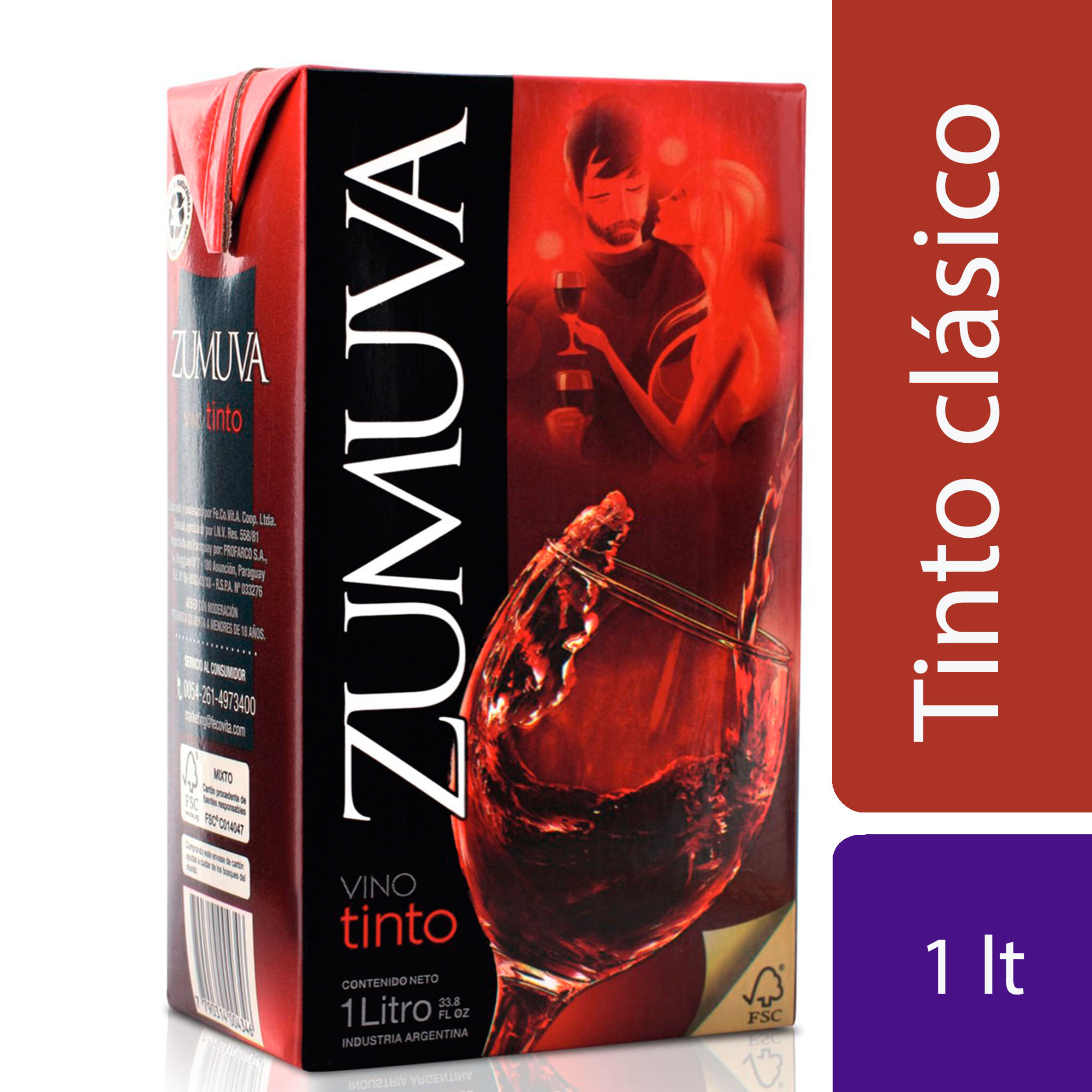 Vino tinto Zumuva brick 1 lt