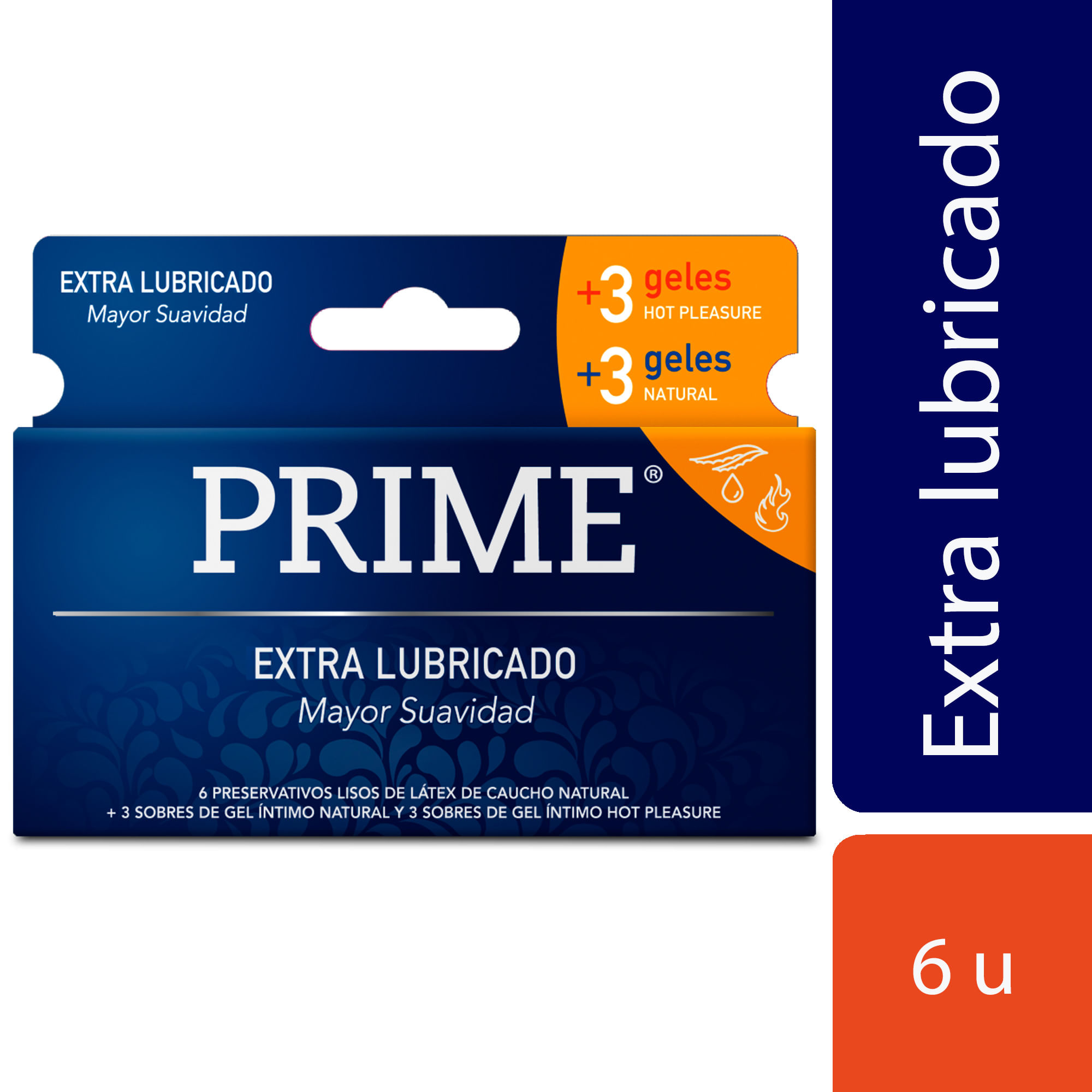 Preservativo Prime Extra Lubricante 6un + Geles