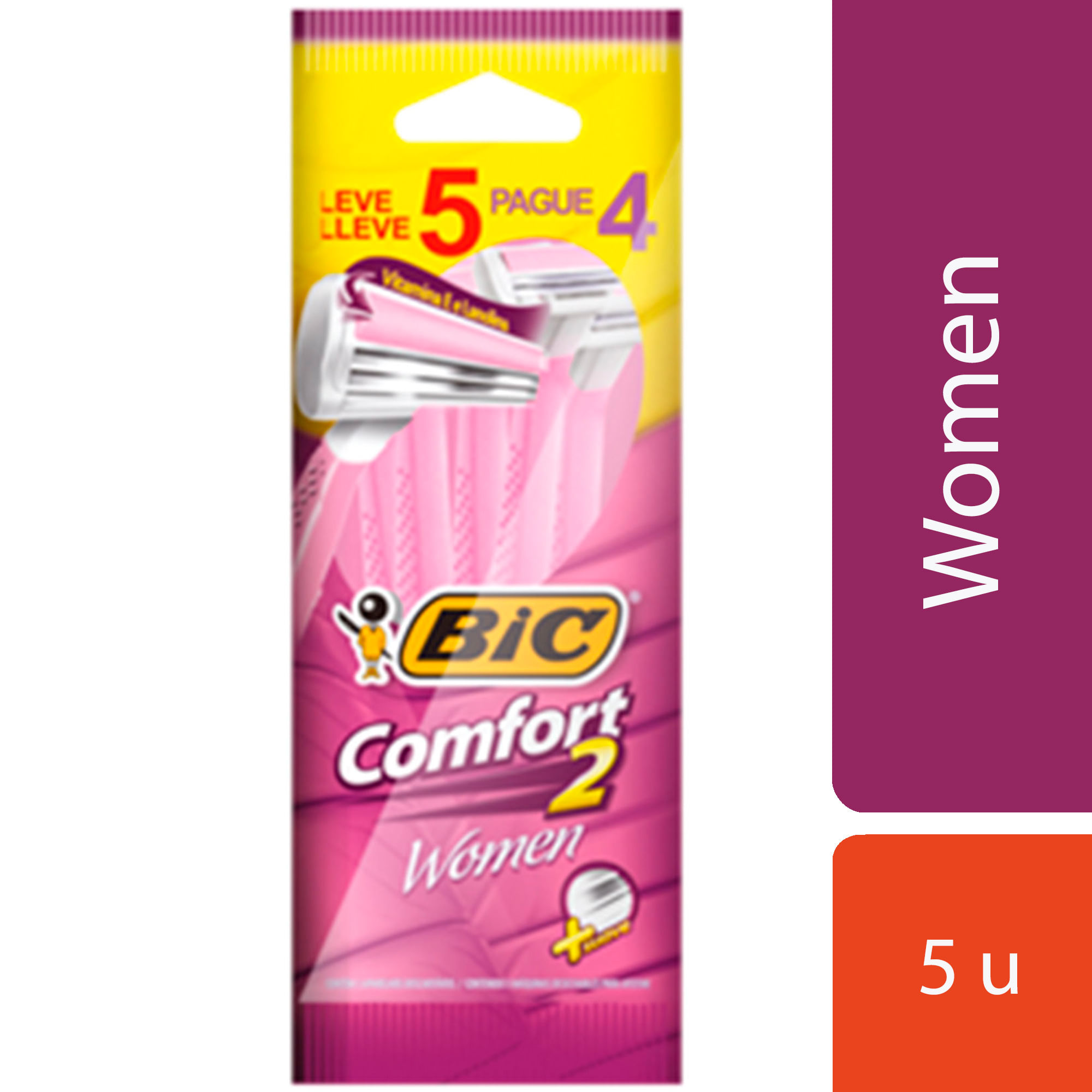 Maquinita Afeitadora Femenina Bic Comfort For Woman 5 U