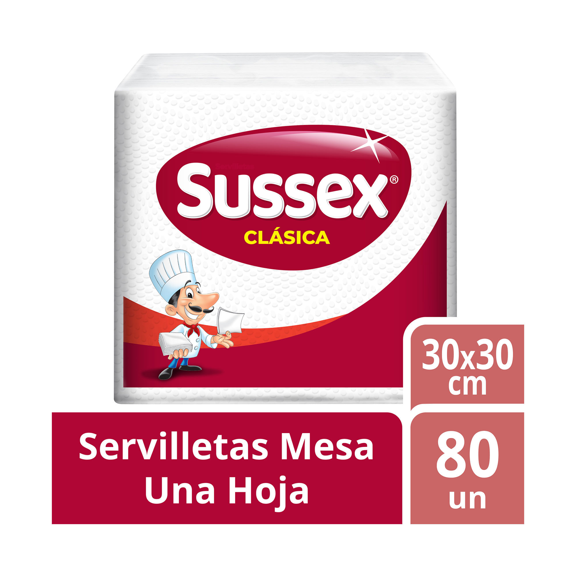 Servilletas Sussex De Mesa Una Hoja Blanca 30x30 80u