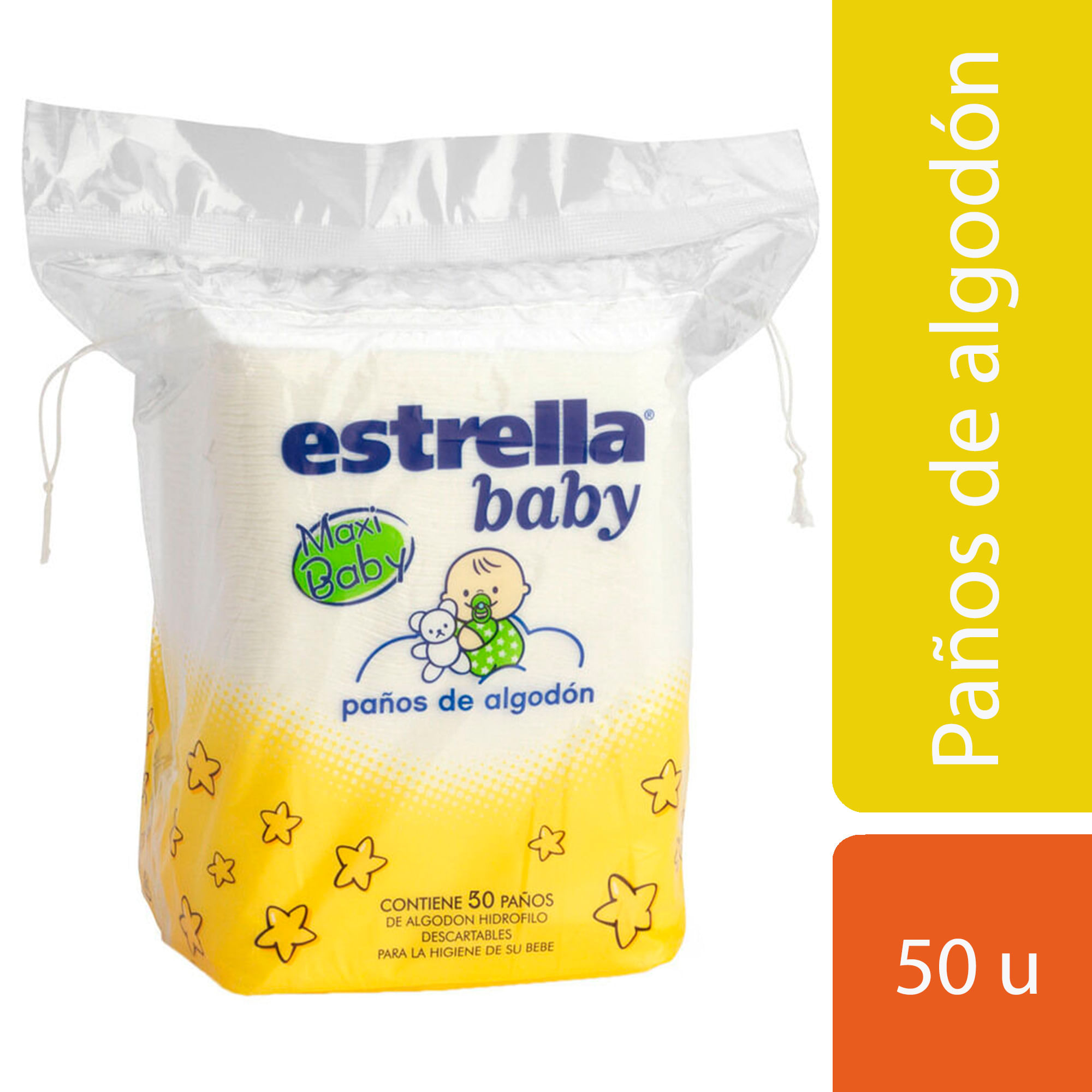 Algodón Estrella Baby en paños 50 u.