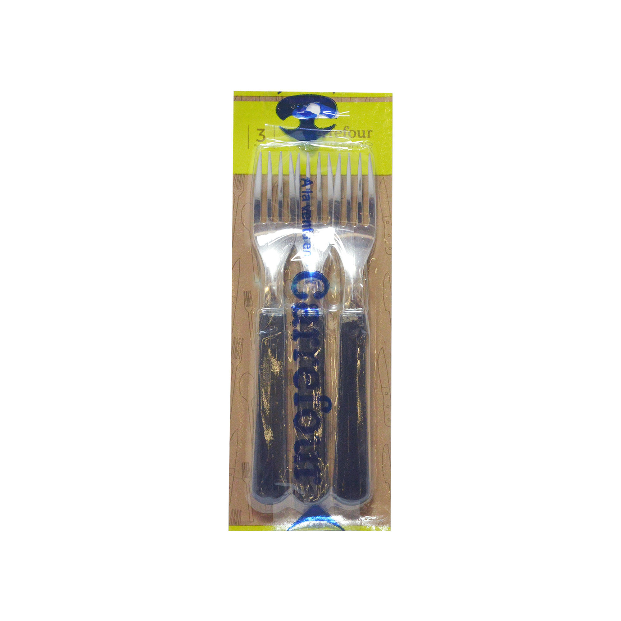 Set tenedores Carrefour Home mango negro x3 u sintonia