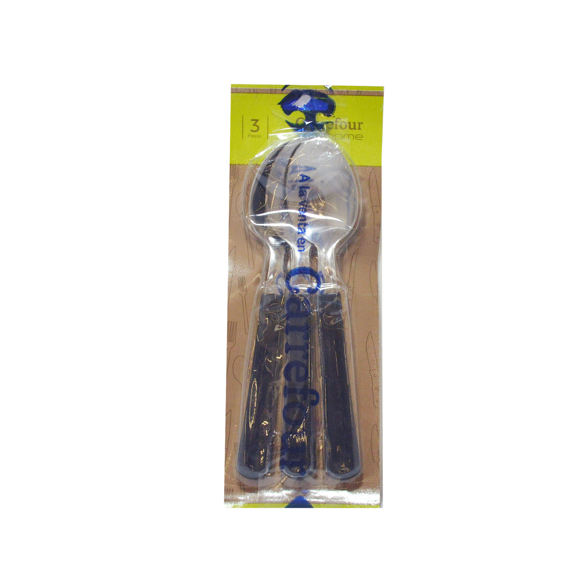 Set cuchara Carrefour Home sintonia mango negro x 3u