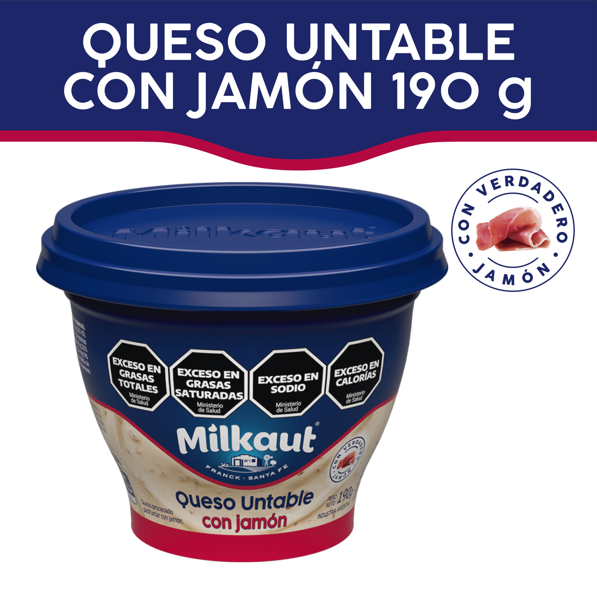 Queso Untable Milkaut Con Jamón 190 G