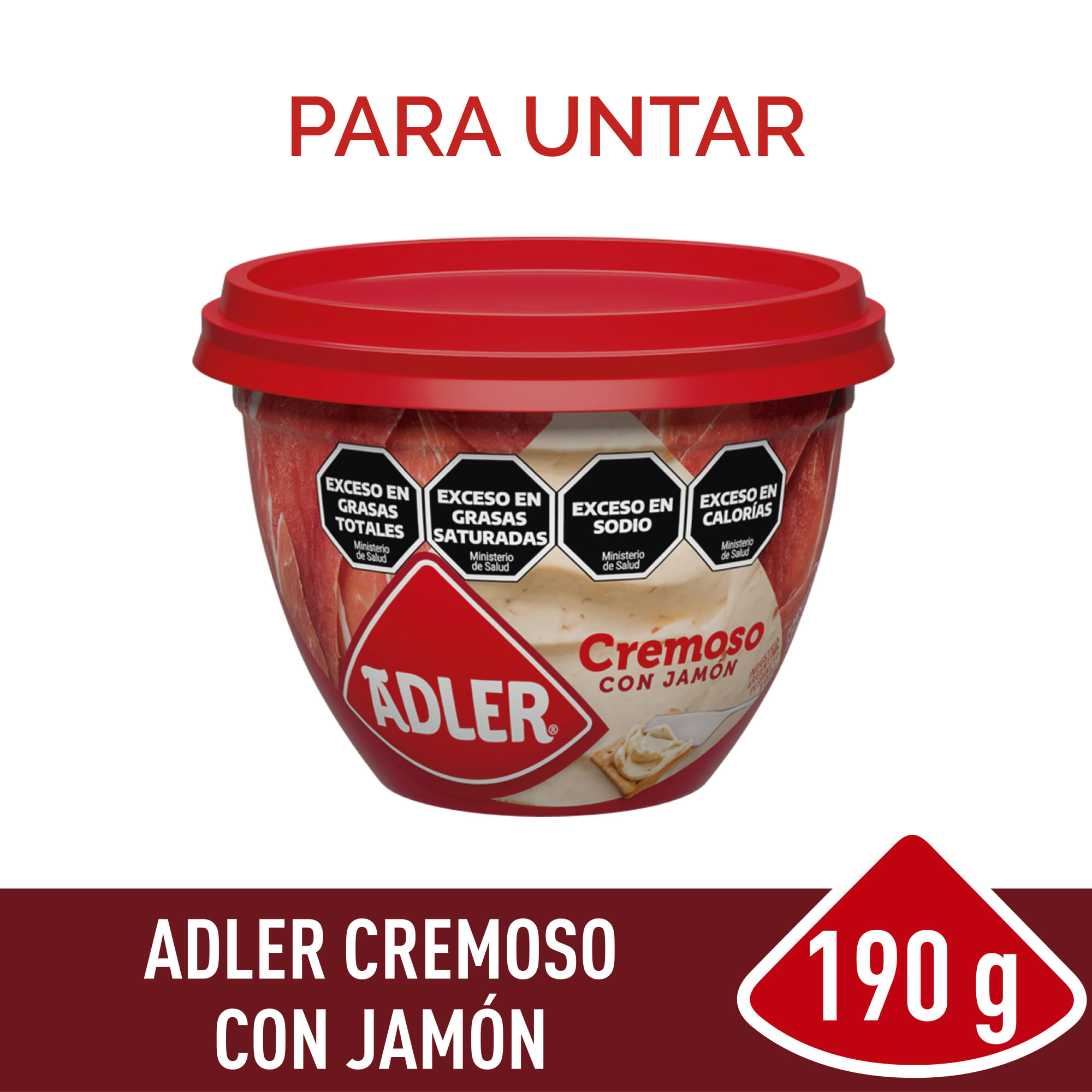 Queso untable cremoso con jamón Adler 190 g.
